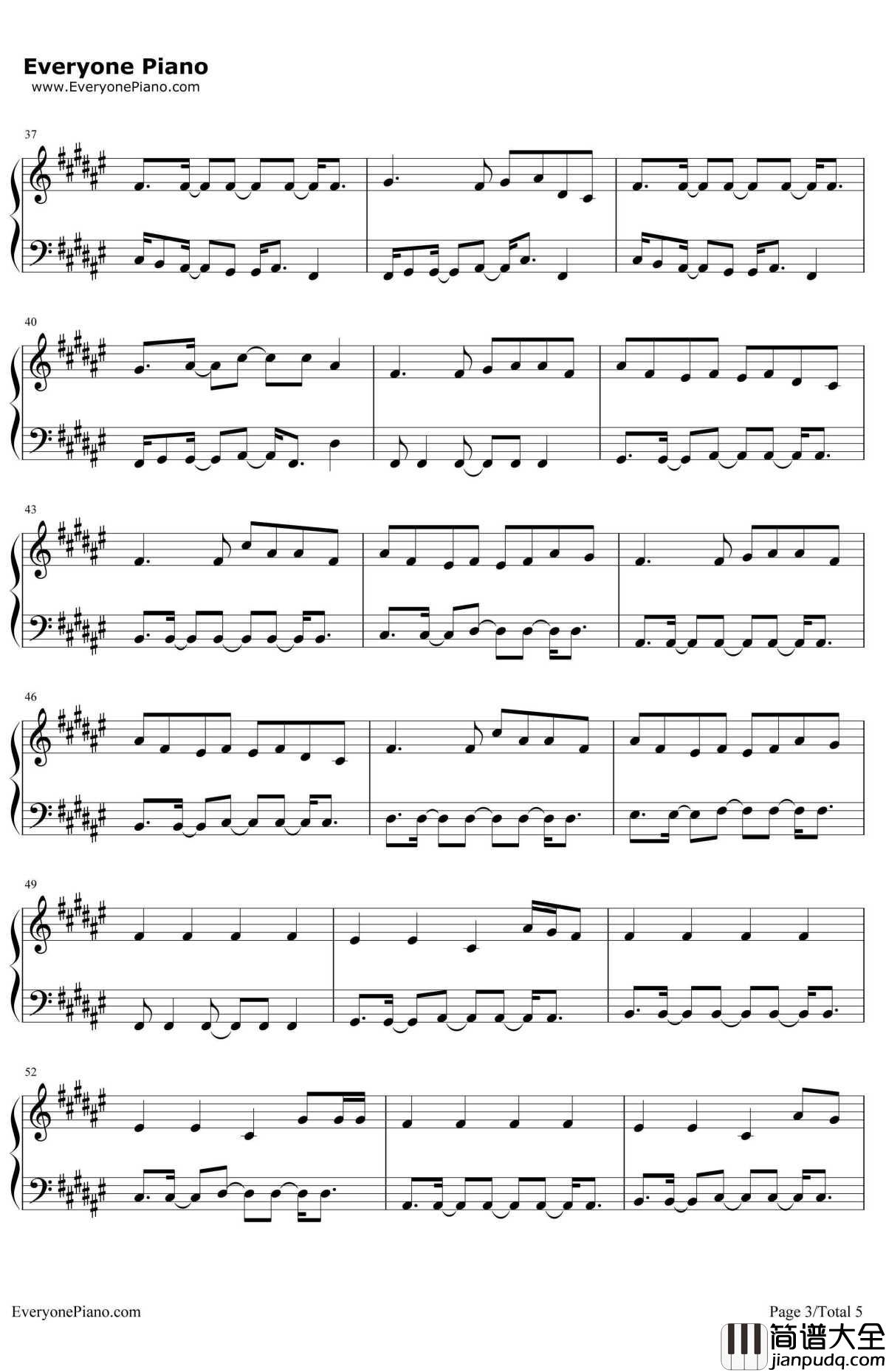 Sunset_Lover钢琴谱_PETITBISCUIT