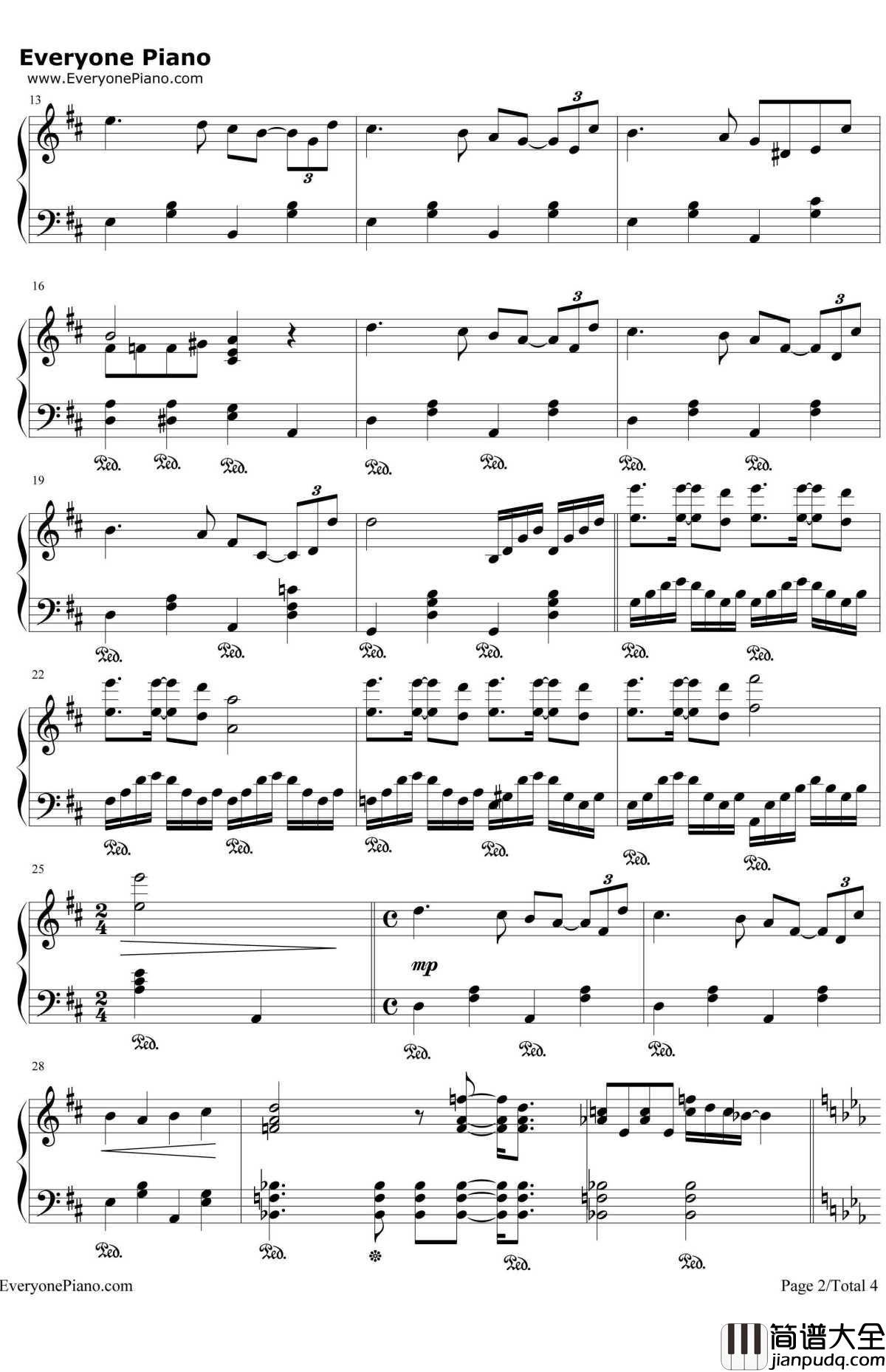 玫瑰色的人生钢琴谱_理查德·克莱德曼_LaVieEnRose