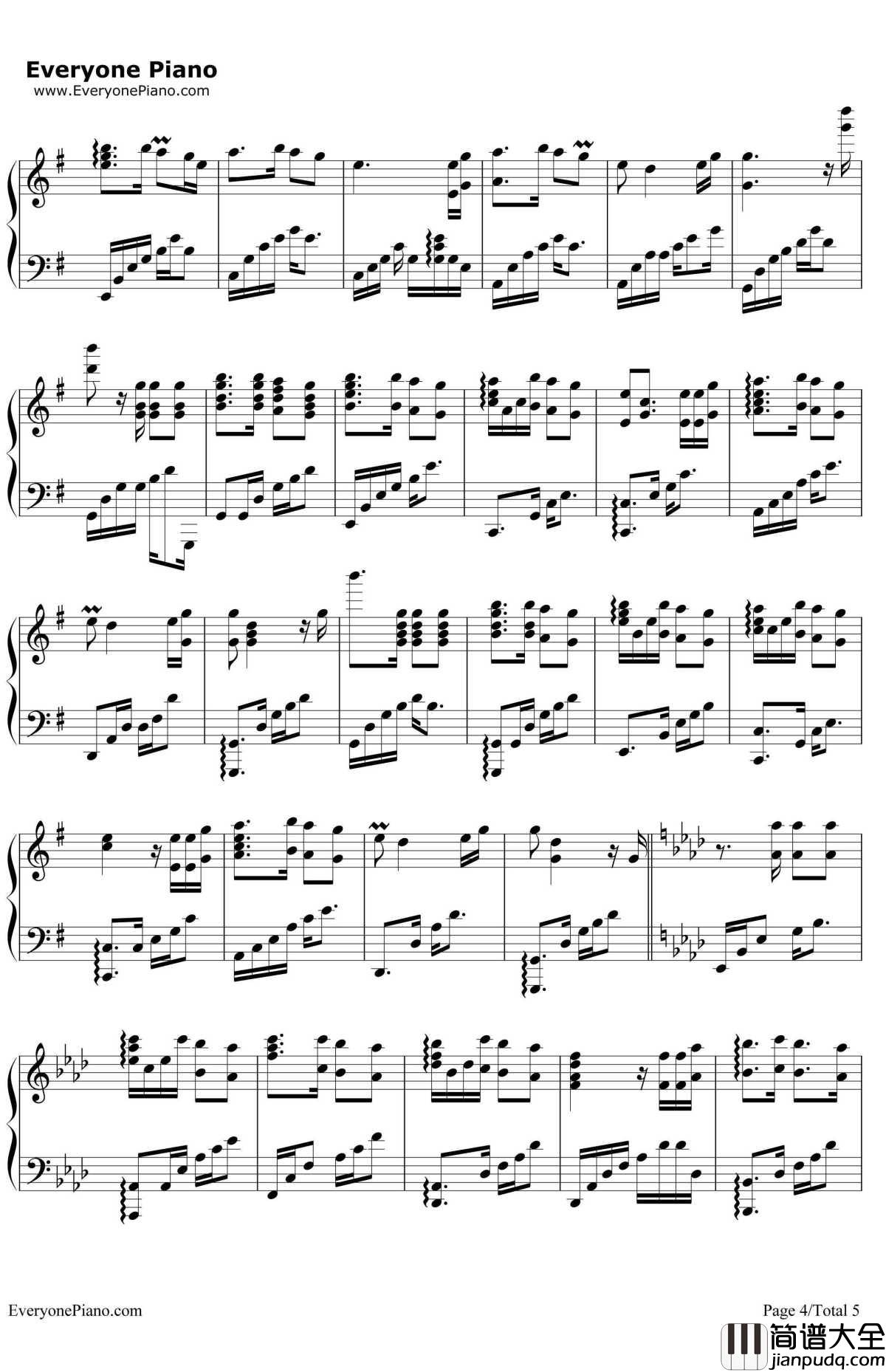 500_Miles钢琴谱__陈占美