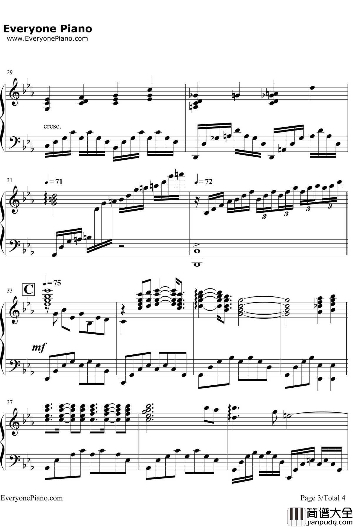 Love_Is_A_Many_Splendored_Thing钢琴谱_理查德·克莱德曼_暮情主题曲