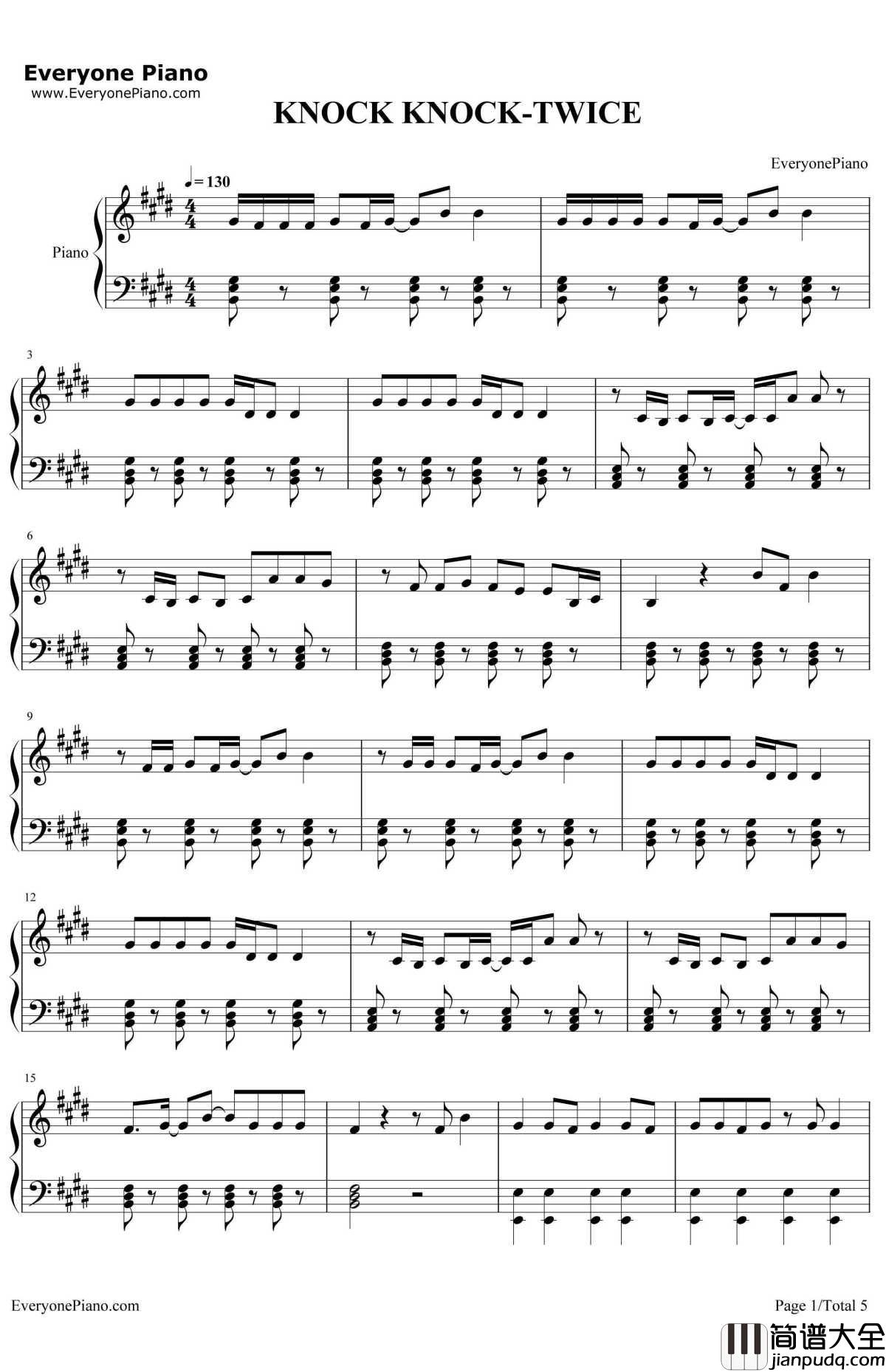 KNOCK_KNOCK钢琴谱_TWICE