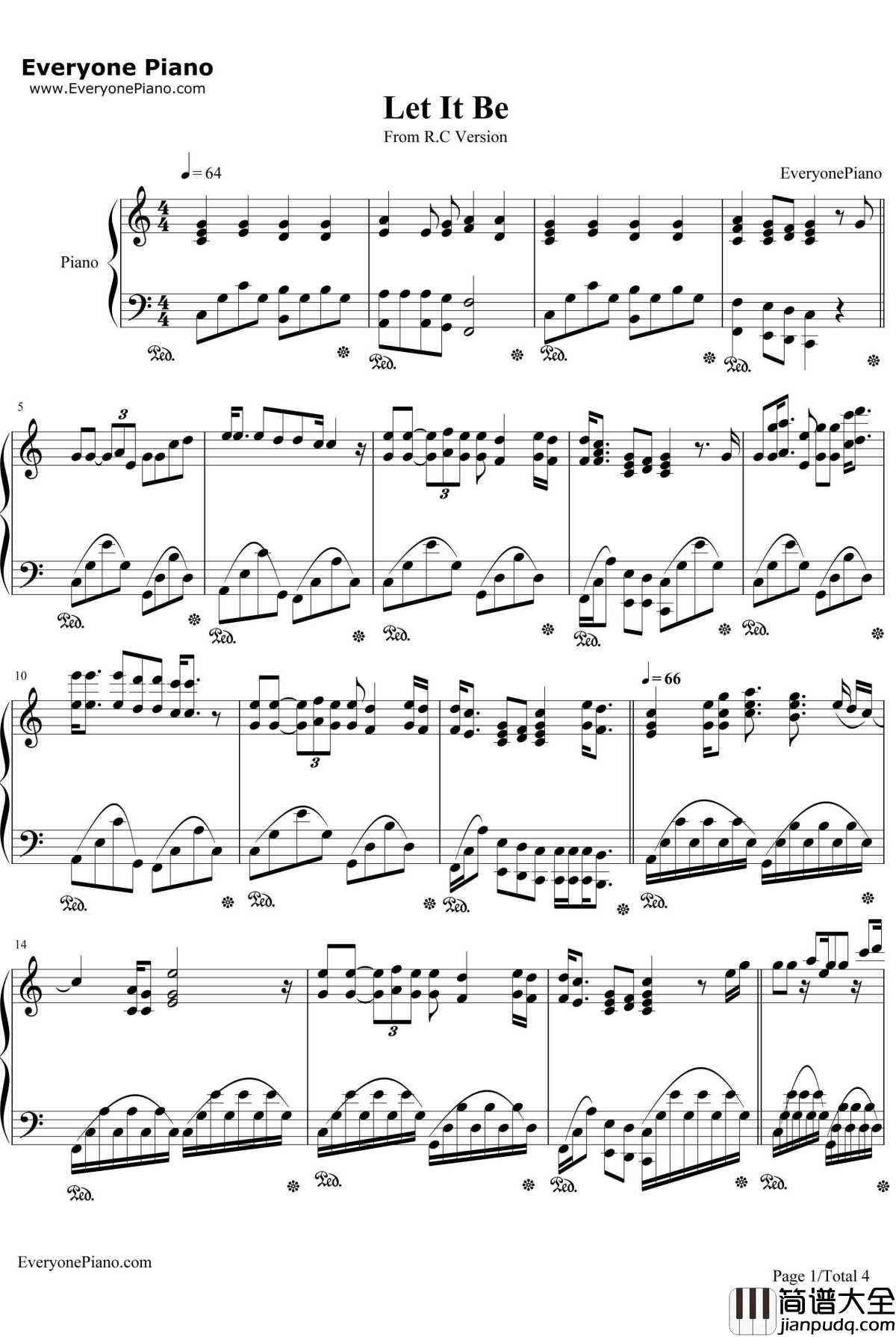 LetItBe钢琴谱_理查德克莱德曼
