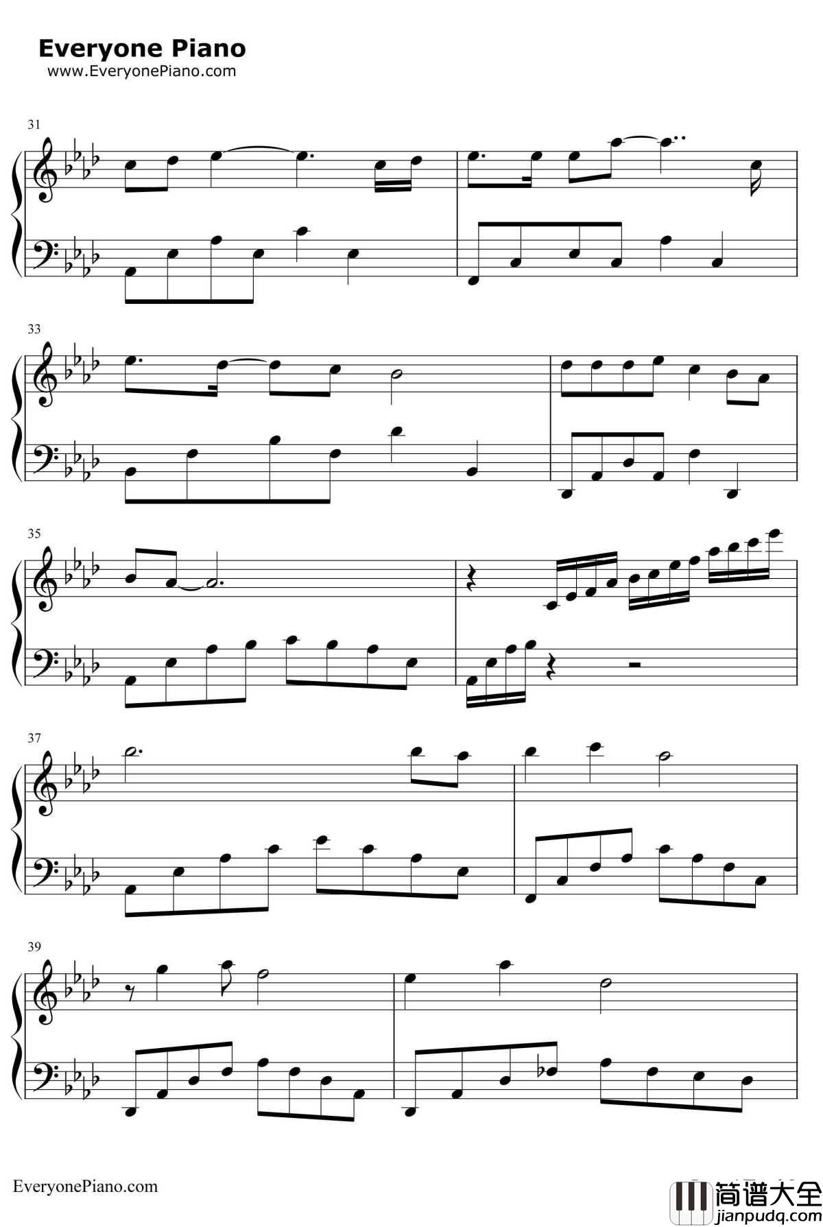 Reflection钢琴谱_克莉丝汀娜CHRISTINAAGUIELRA_卡通片Mulan花木兰主题曲