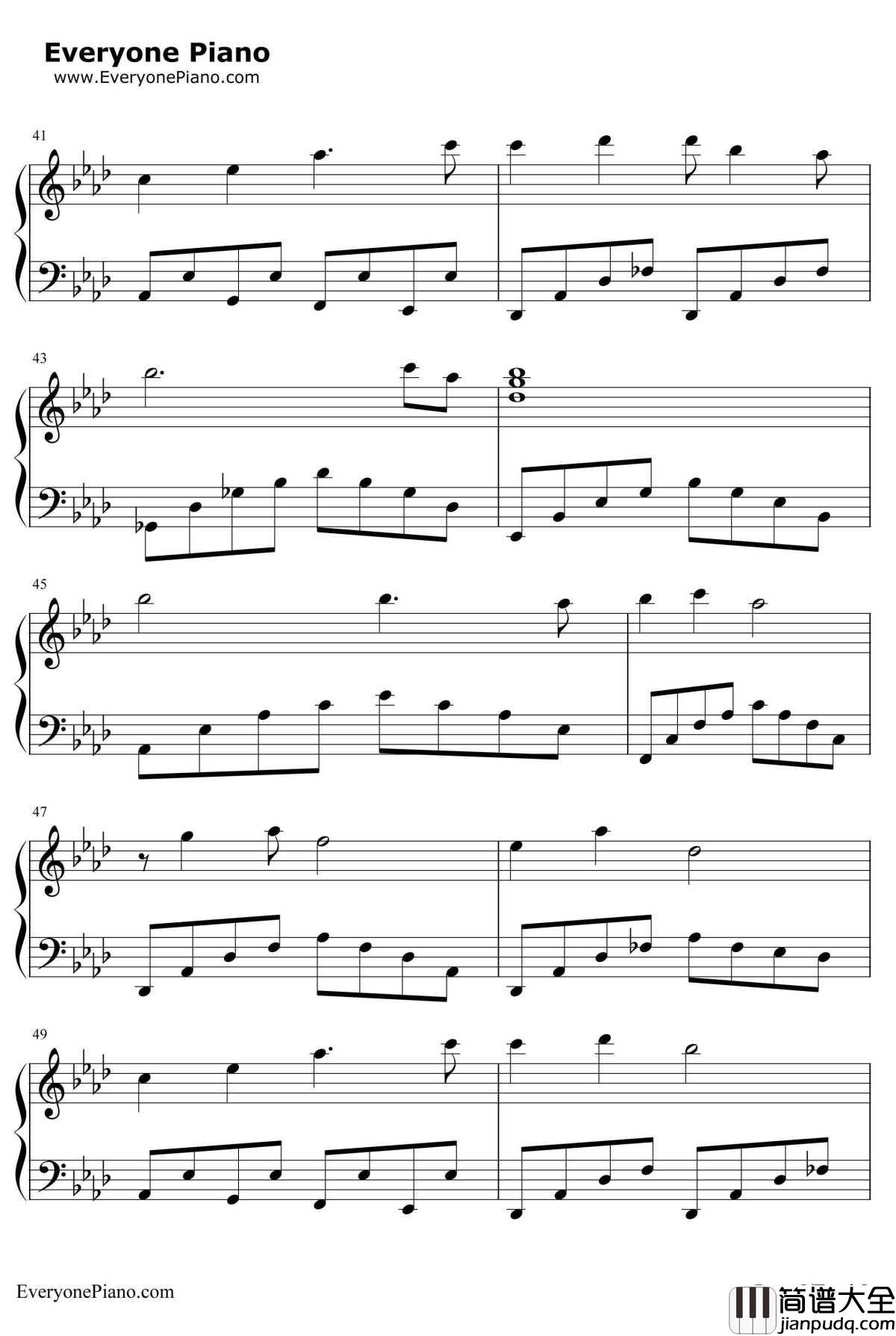 Reflection钢琴谱_克莉丝汀娜CHRISTINAAGUIELRA_卡通片Mulan花木兰主题曲