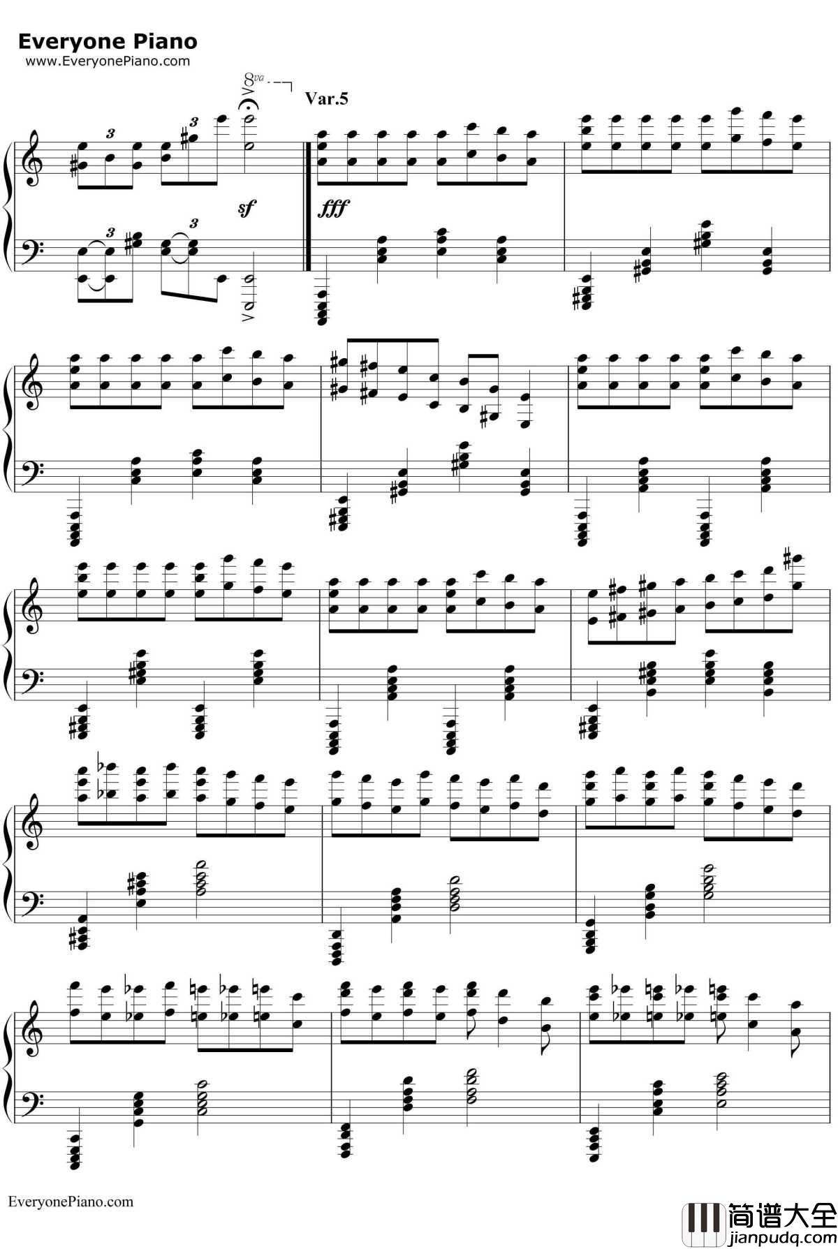 帕格尼尼飞絮曲钢琴谱_马克西姆