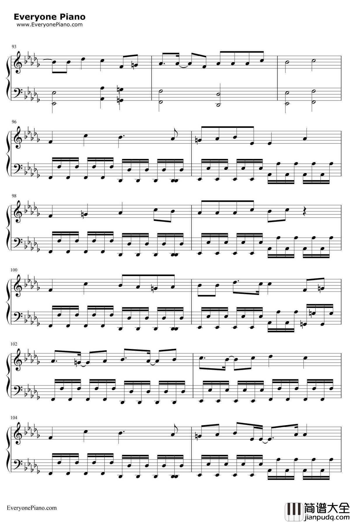 平行線钢琴谱_酸欠少女_TV动画_人渣的本愿_片尾曲