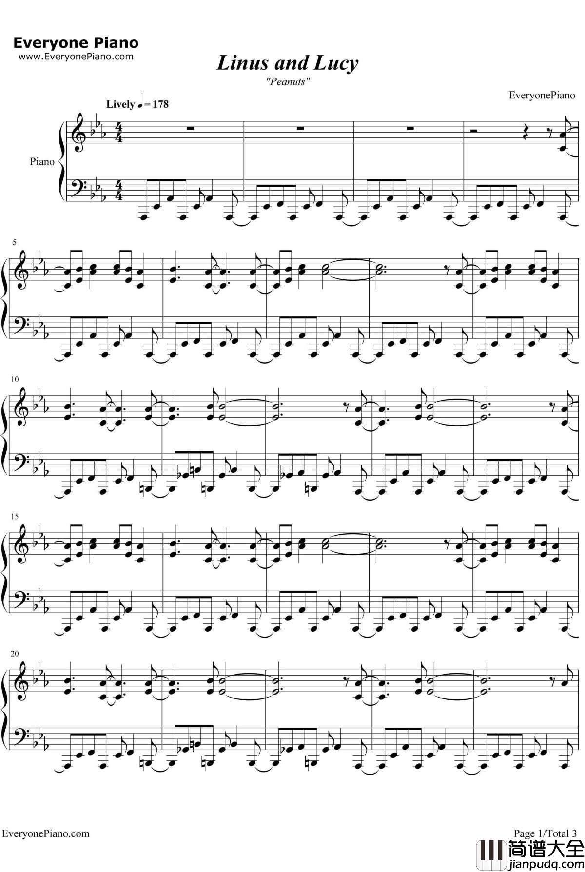 Linus_and_Lucy钢琴谱_VinceGuaraldi
