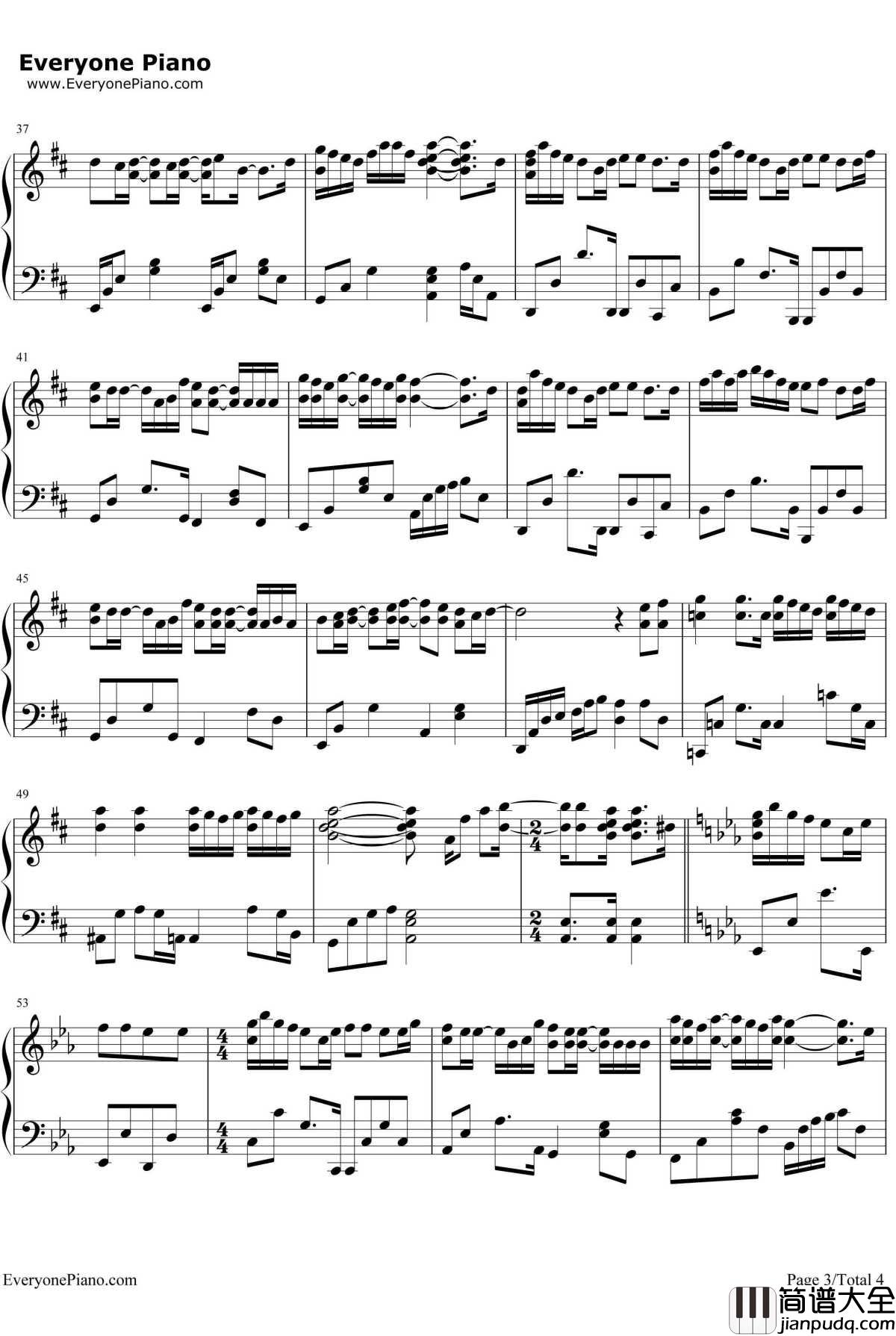 恋人未满钢琴谱_S.H.E