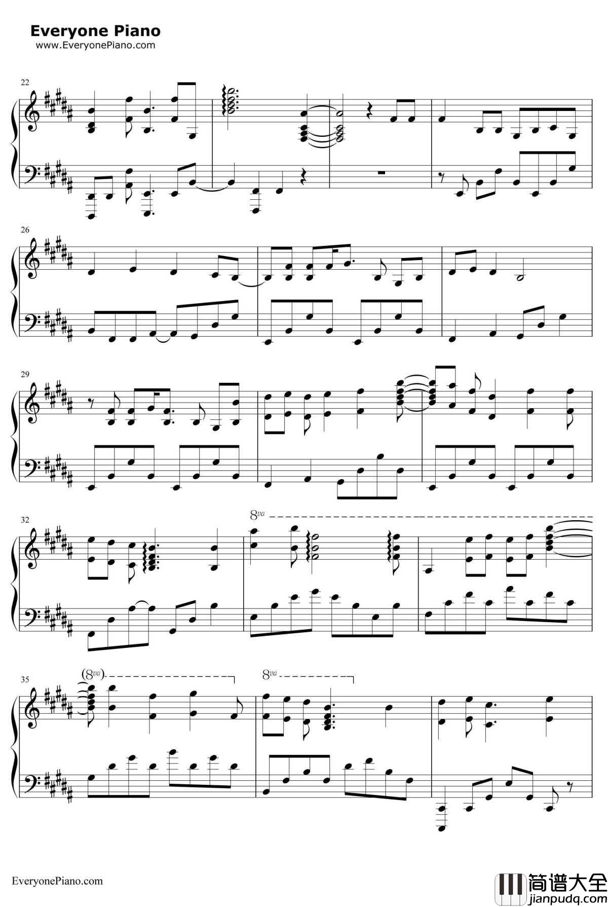 Elemental_World钢琴谱_ChouCho_政宗君的复仇ED