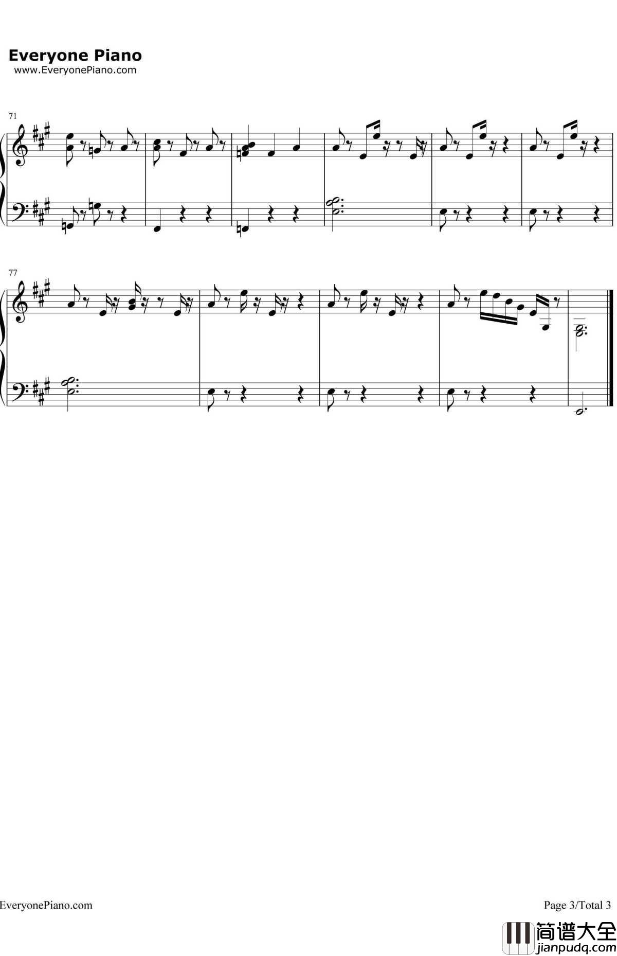 糸守高校钢琴谱_RADWIMPS_电影_你的名字_插曲