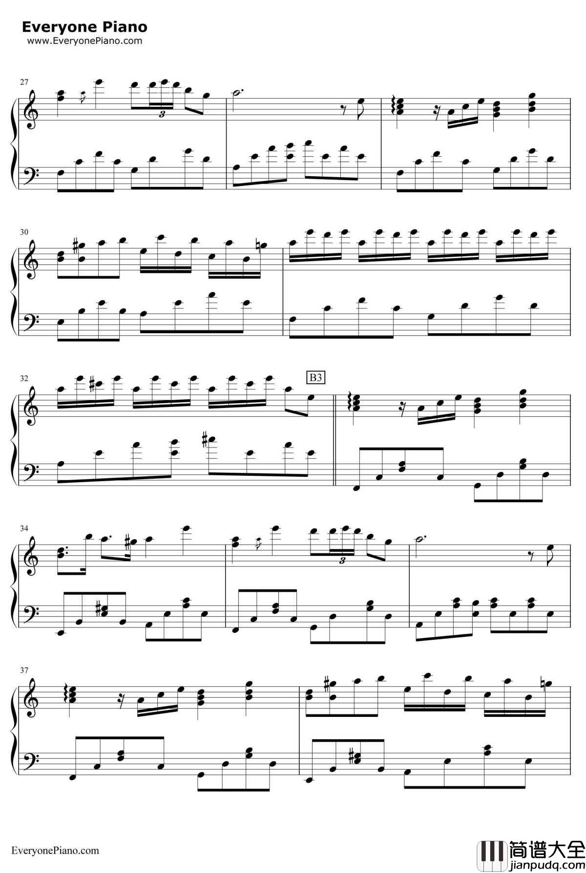 Flower_Dance钢琴谱_DJOKAWARI_花舞_C调简单版