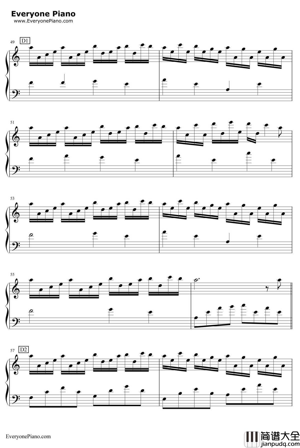 Flower_Dance钢琴谱_DJOKAWARI_花舞_C调简单版