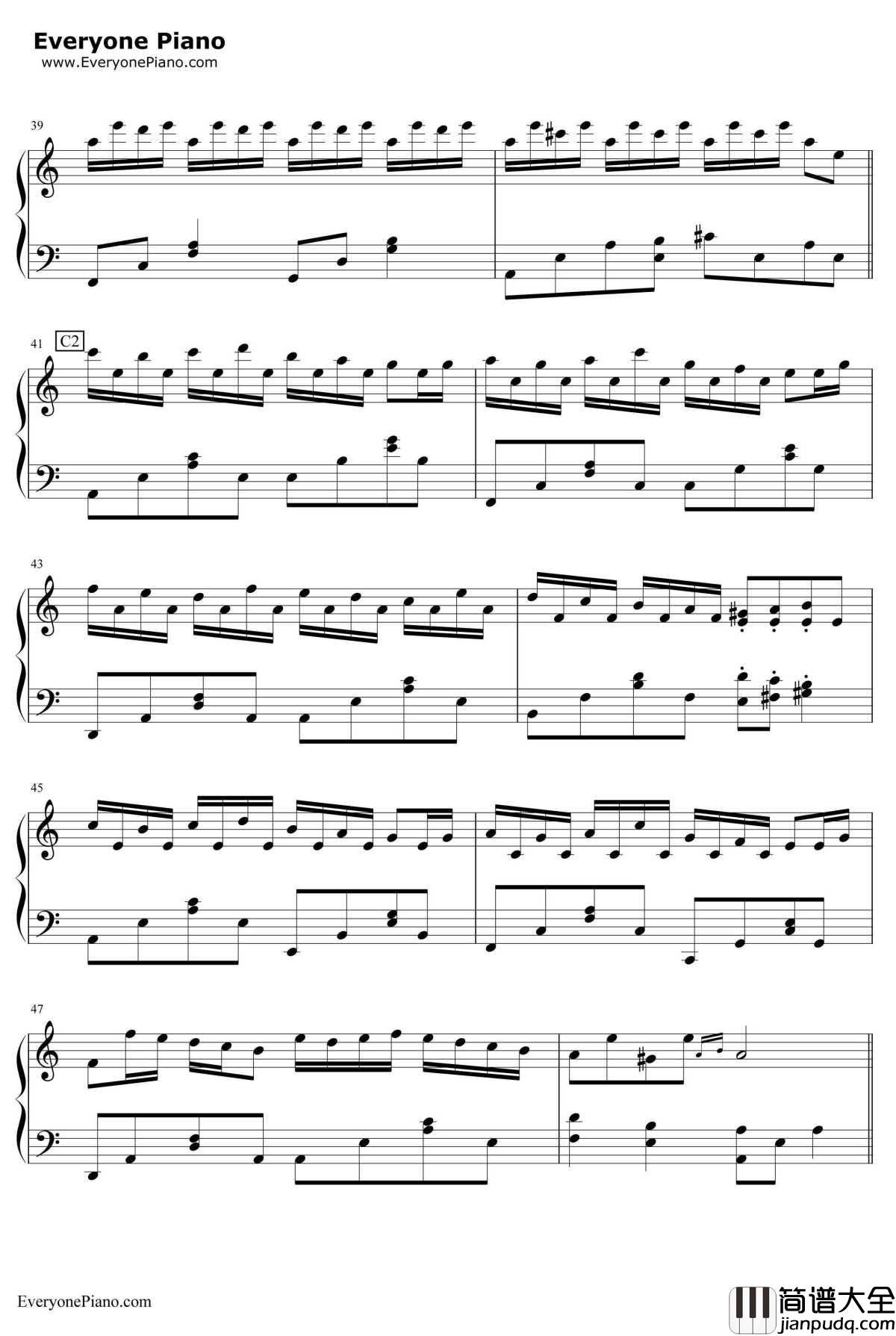 Flower_Dance钢琴谱_DJOKAWARI_花舞_C调简单版