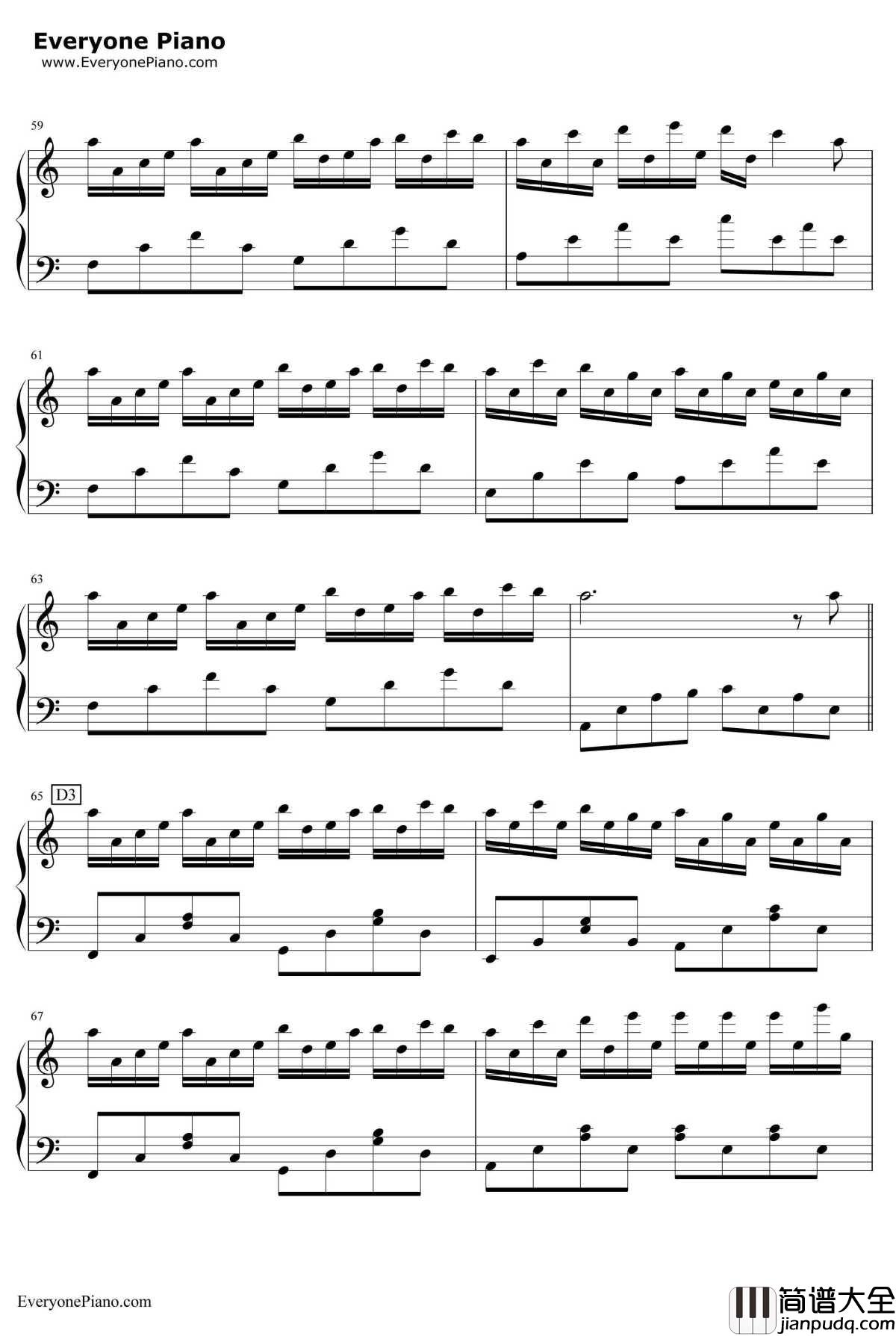 Flower_Dance钢琴谱_DJOKAWARI_花舞_C调简单版