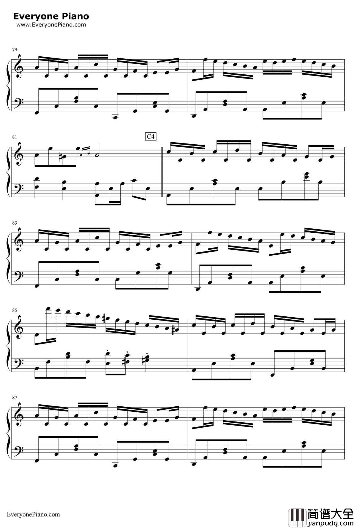 Flower_Dance钢琴谱_DJOKAWARI_花舞_C调简单版