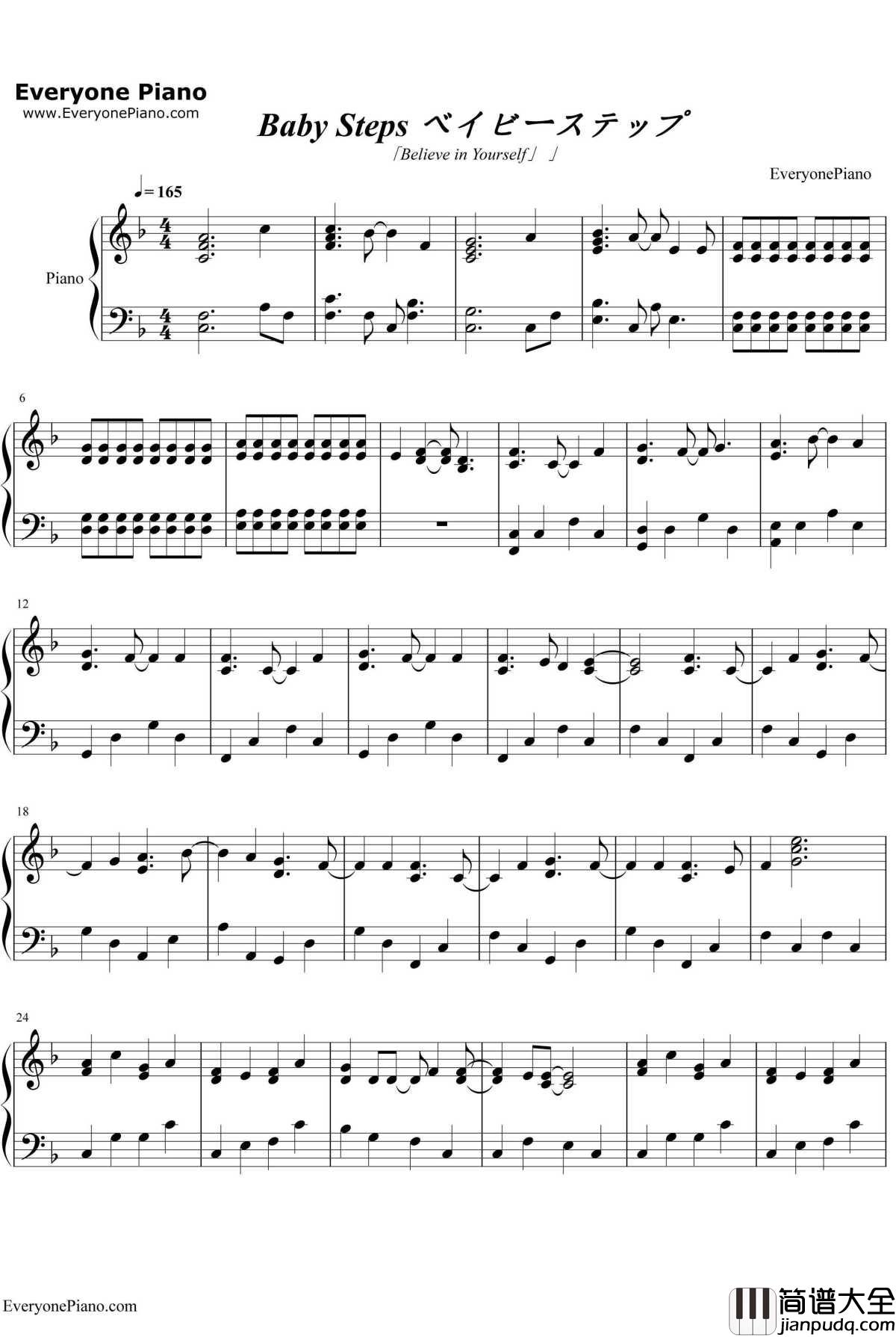Believe_In_Yourself钢琴谱_阿部真央__BabySteps~网球优等生~_OP