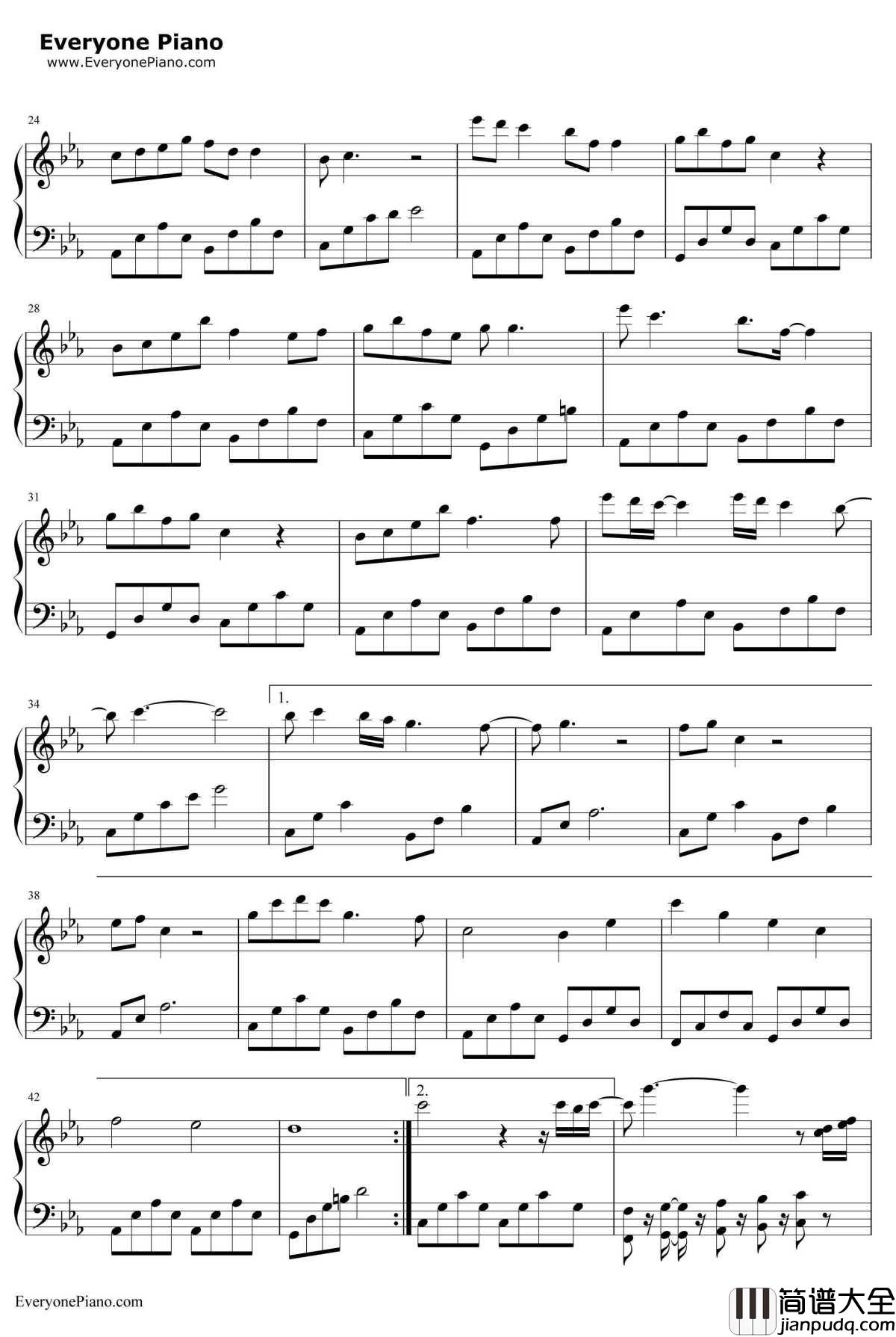 思慕钢琴谱_郁可唯__三生三世十里桃花_主人公人物曲