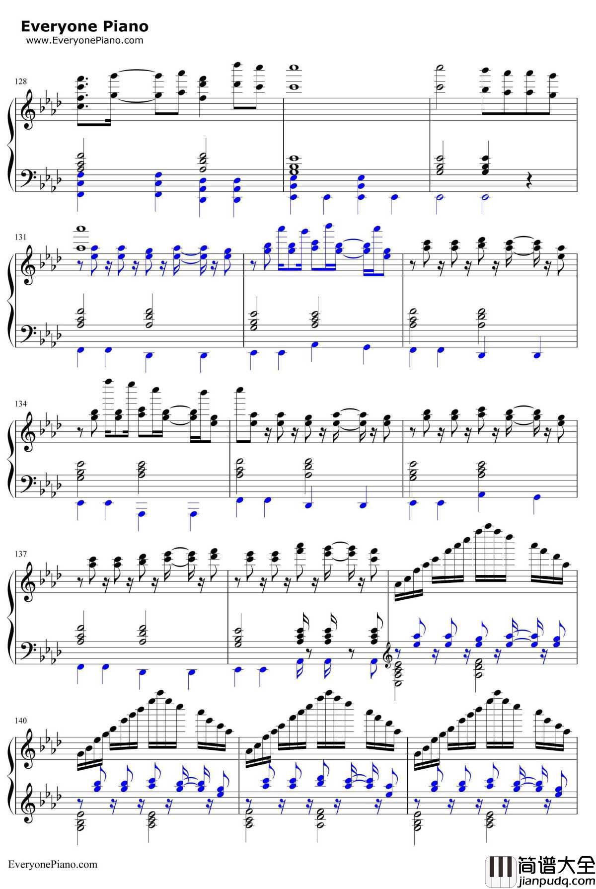 锁の少女钢琴谱_初音ミク