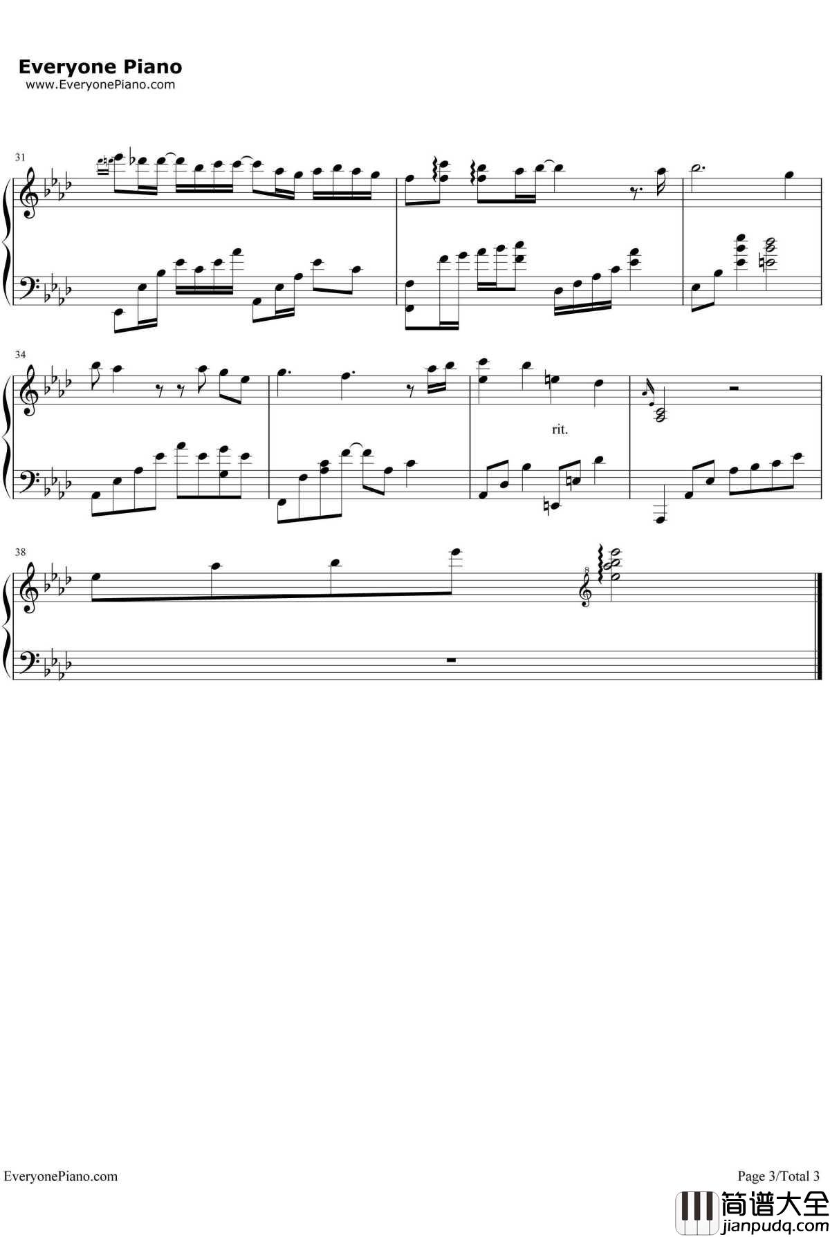 给我一个理由忘记钢琴谱_A_Lin_给我一个理由忘记