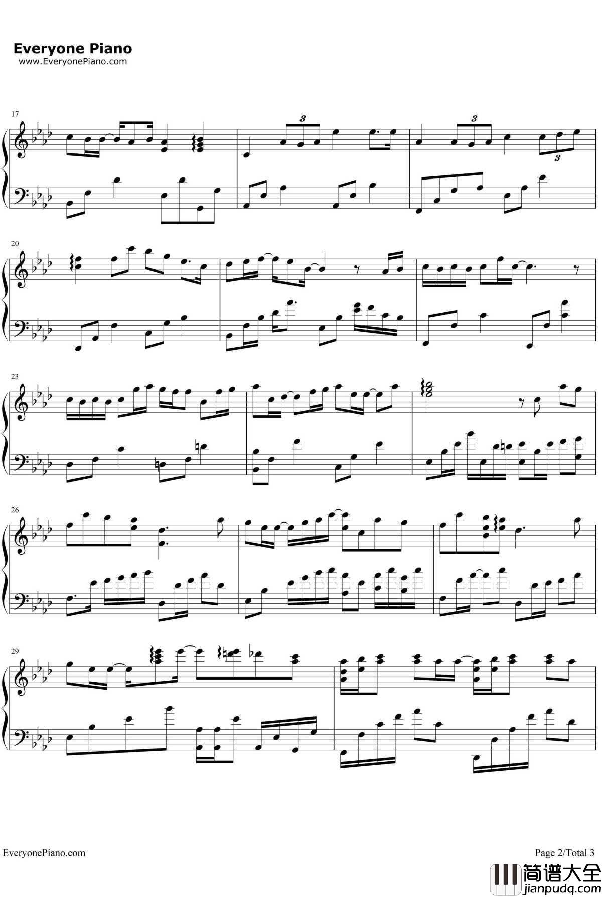 给我一个理由忘记钢琴谱_A_Lin_给我一个理由忘记