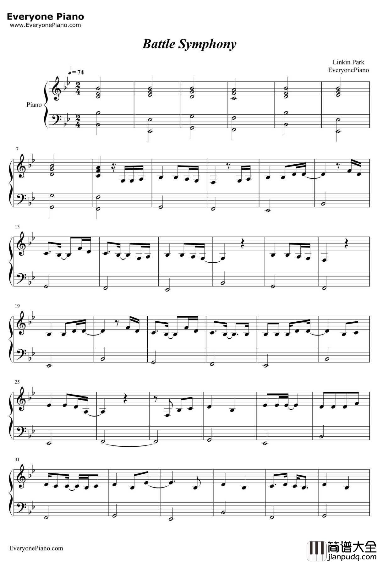 Battle_Symphony钢琴谱_LinkinPark