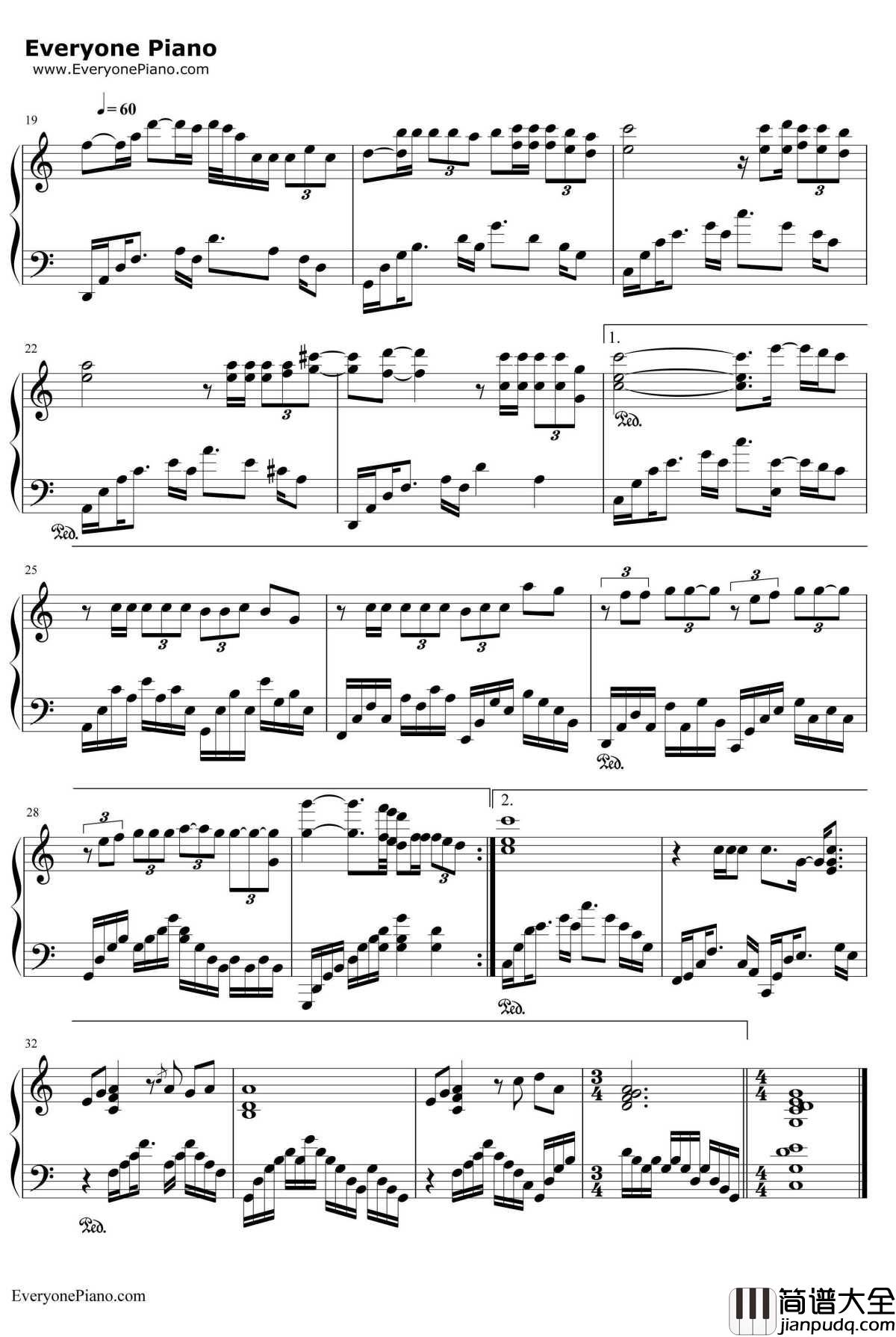 真情真美钢琴谱_孙楠许茹芸_内地版_射雕英雄传_片尾曲