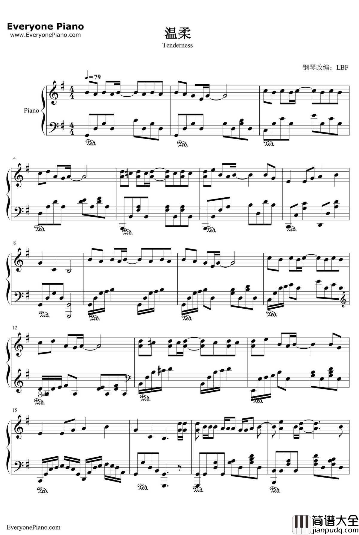 温柔钢琴谱_五月天__爱情万岁_