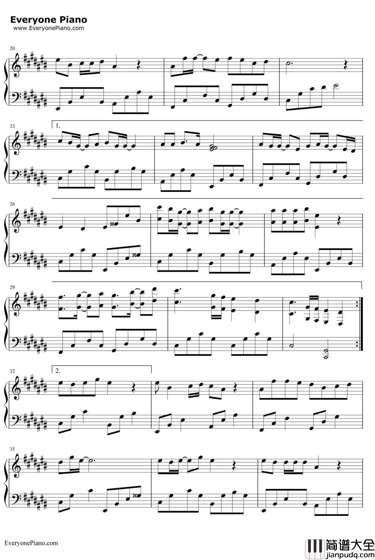 异乡人钢琴谱_李健