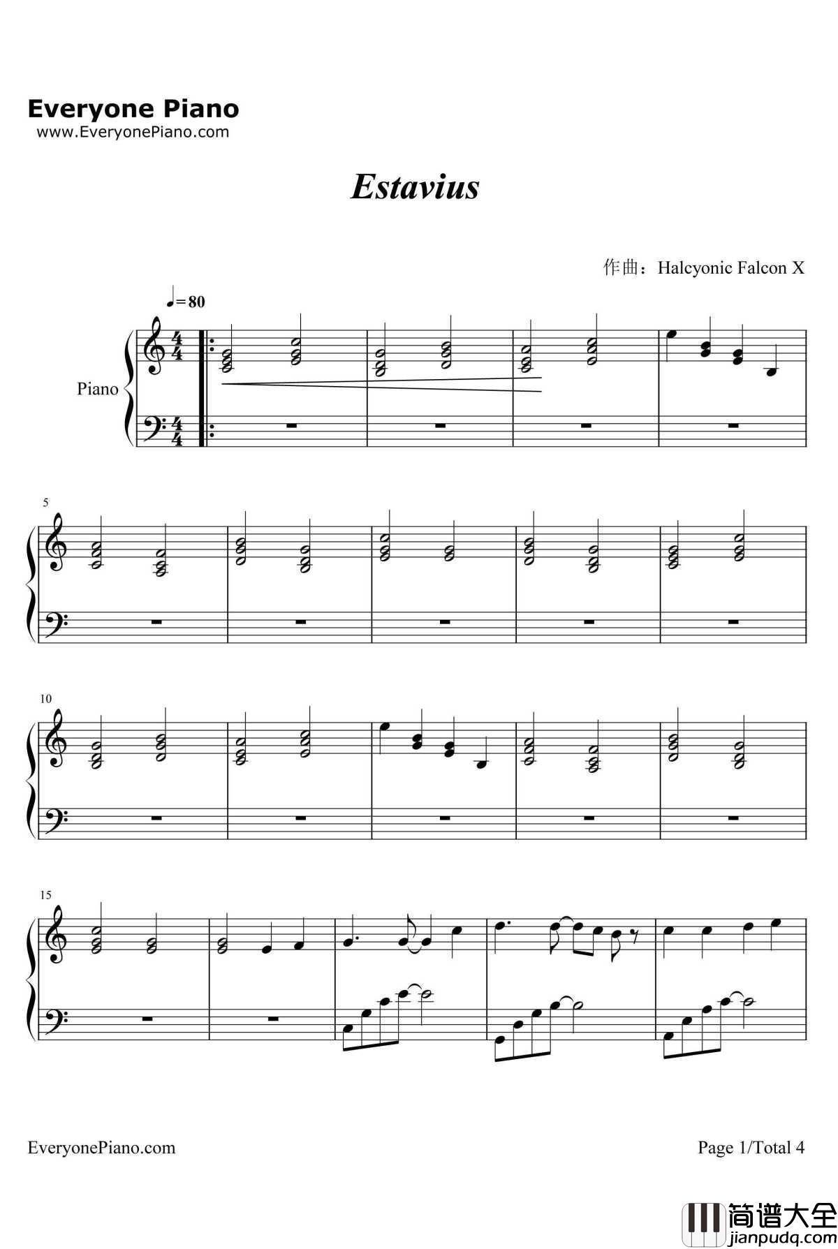 Estavius钢琴谱_Phyrnna_史诗幻想配乐