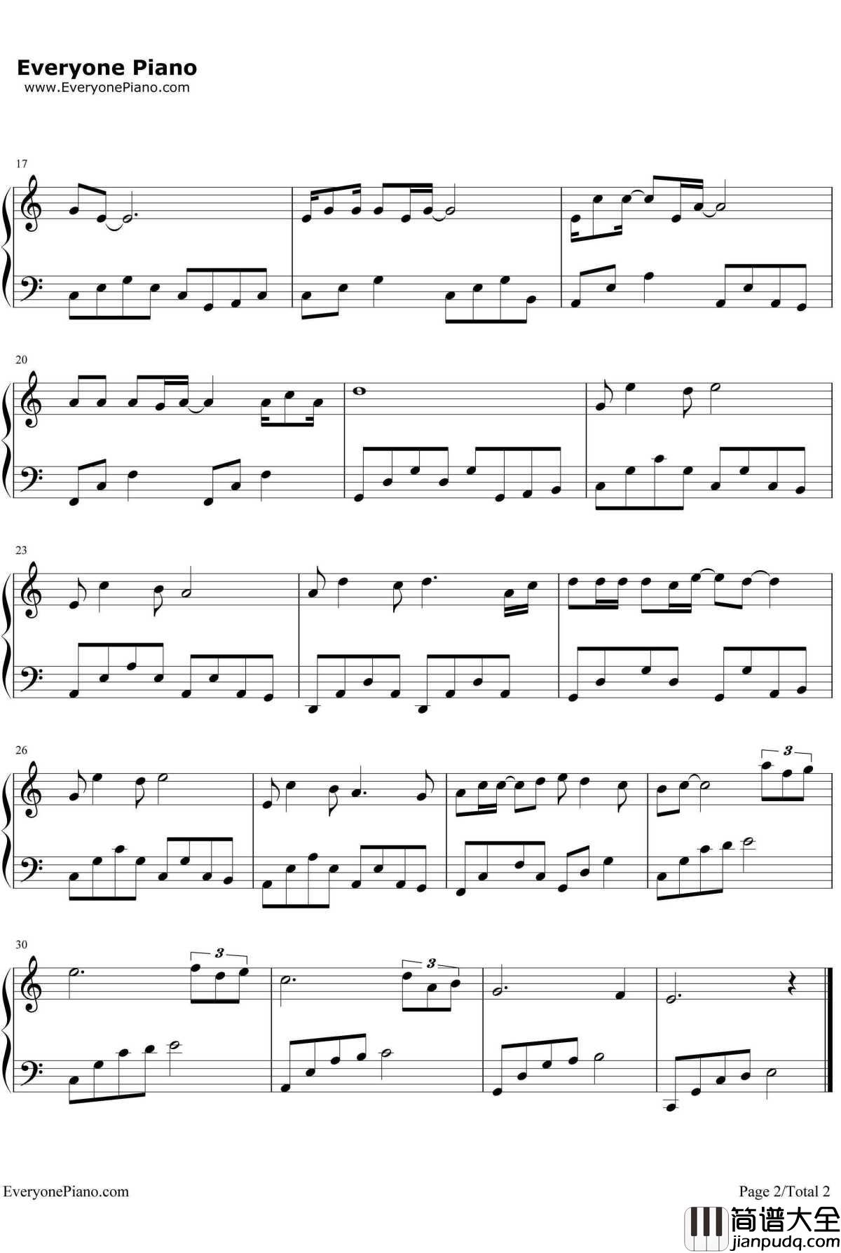 感恩的心钢琴谱_欧阳菲菲