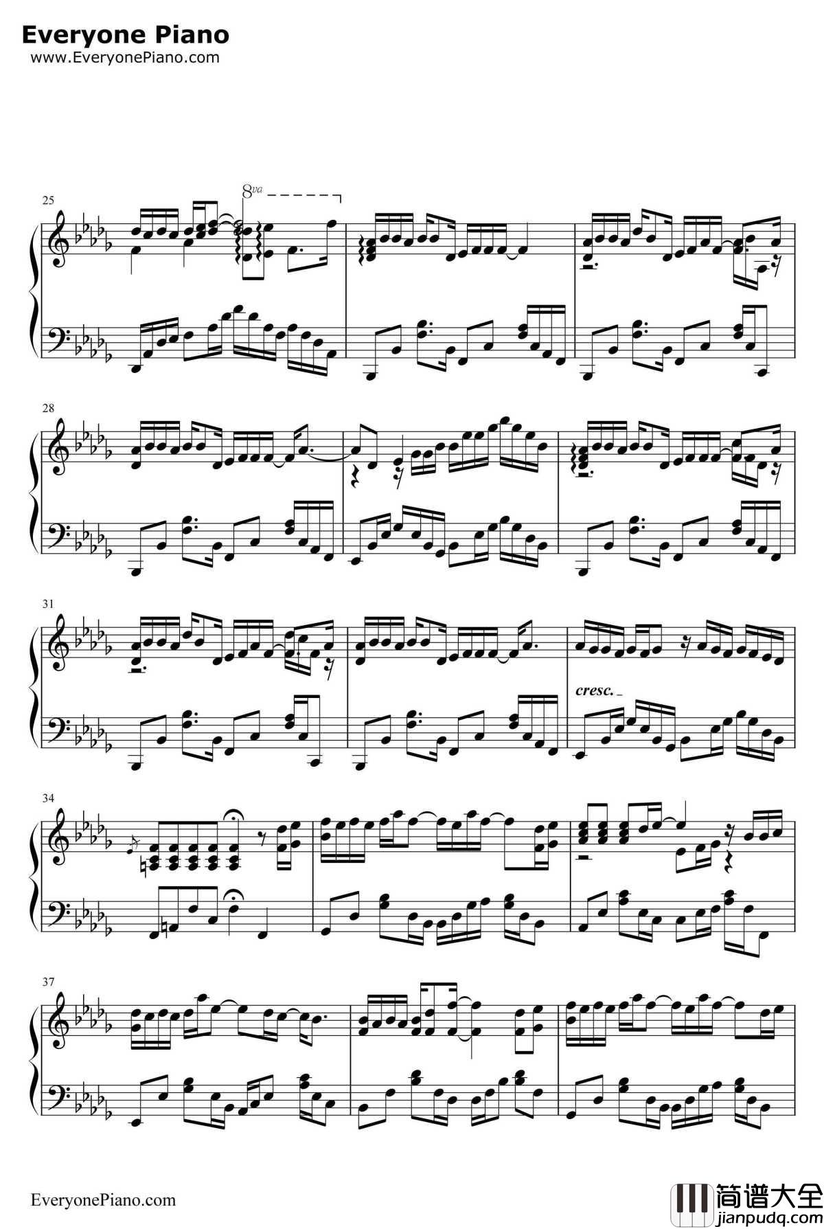 丑八怪钢琴谱_薛之谦_完整版