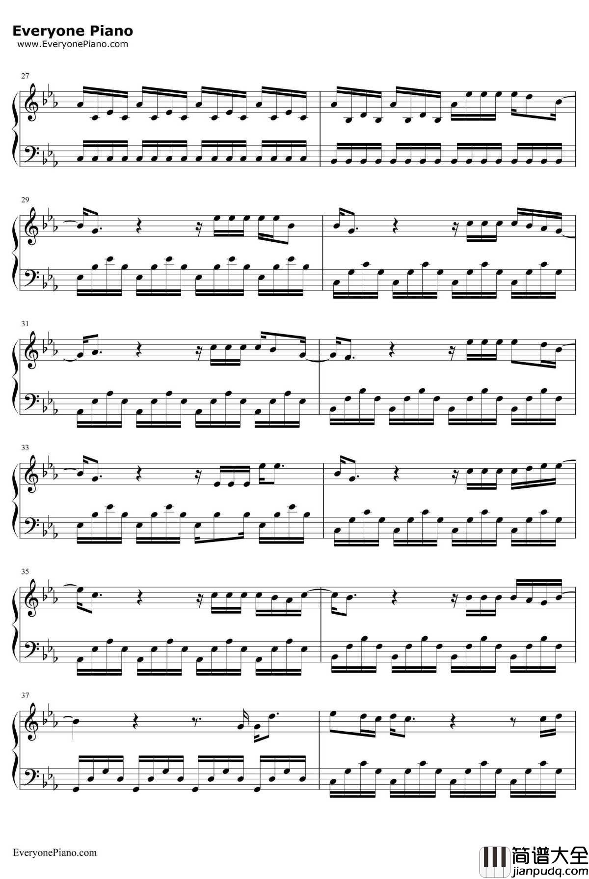 遇见你钢琴谱_牛奶咖啡__因为遇见你_电视剧插曲