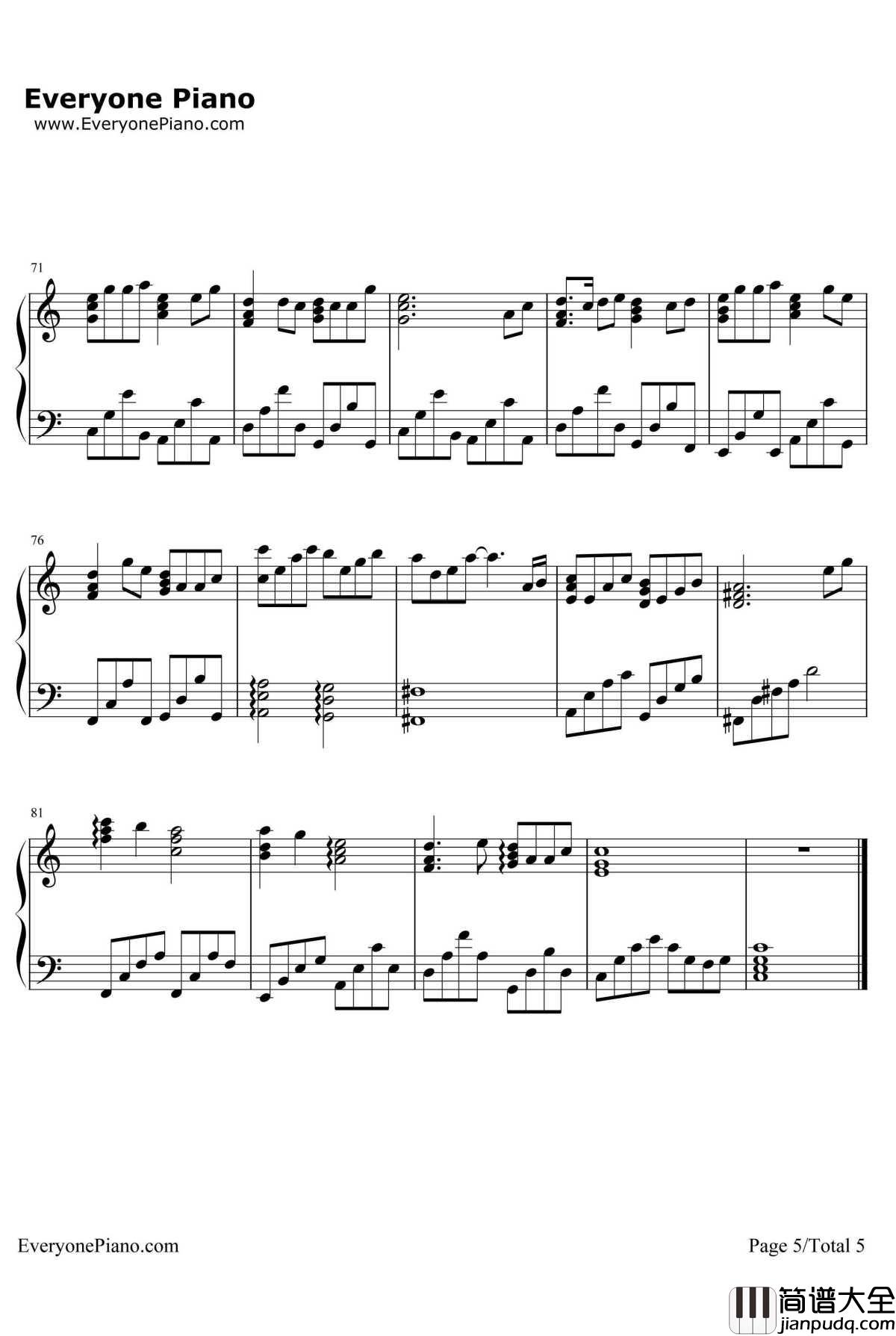 夕颜钢琴谱_能登麻美子_校园迷糊大王OST