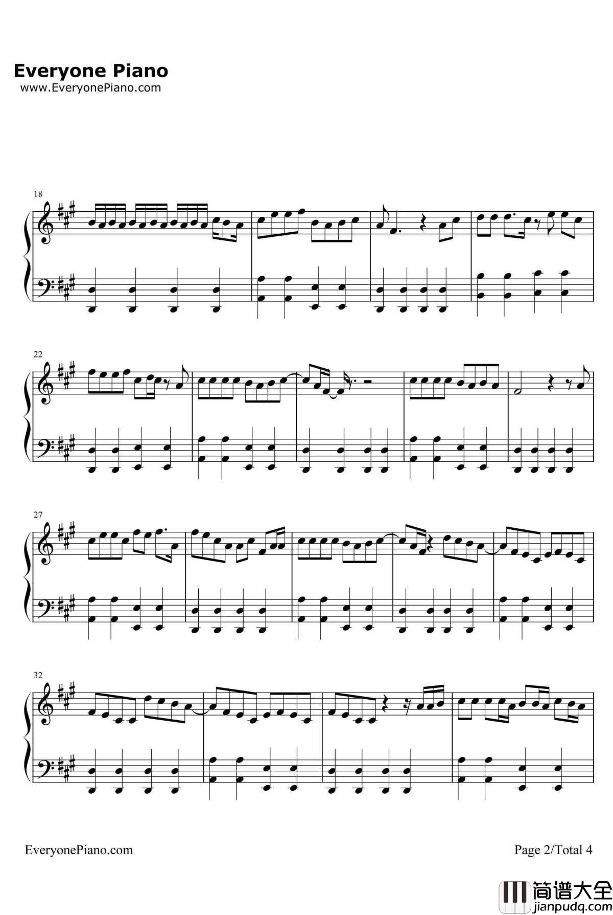 The_Lazy_Song钢琴谱_BrunoMars