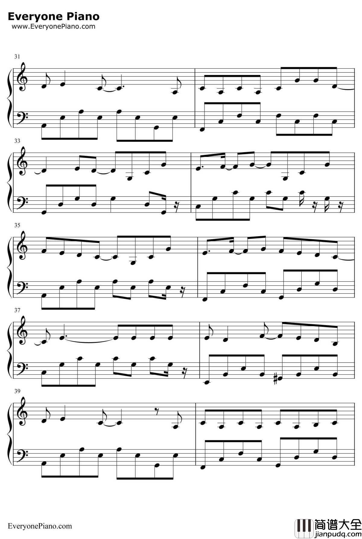 热带雨林钢琴谱_S.H.E