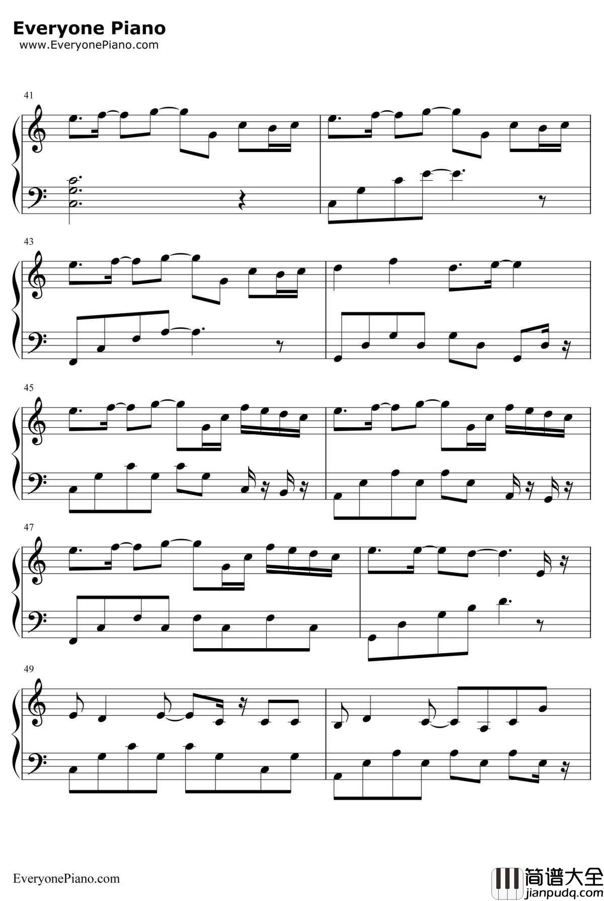 热带雨林钢琴谱_S.H.E