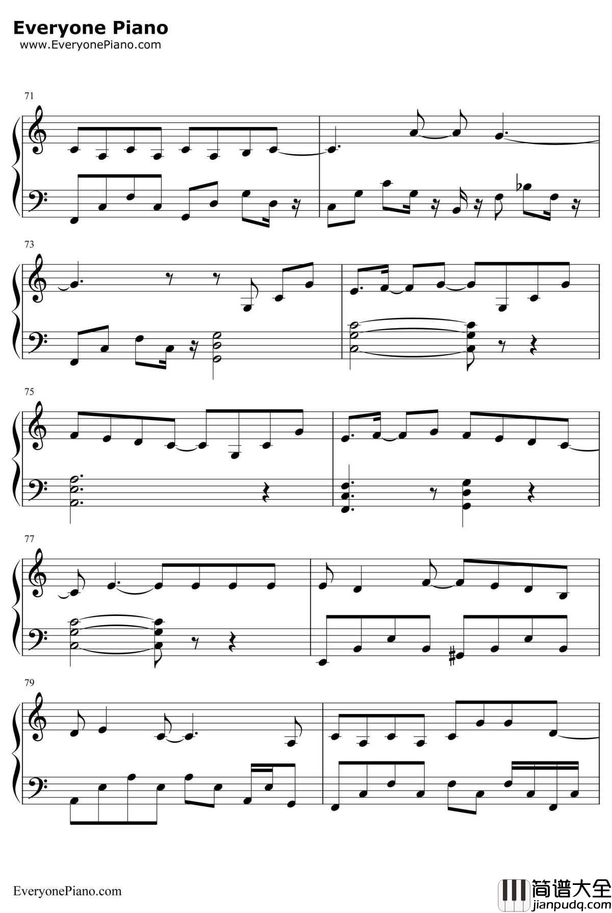 热带雨林钢琴谱_S.H.E