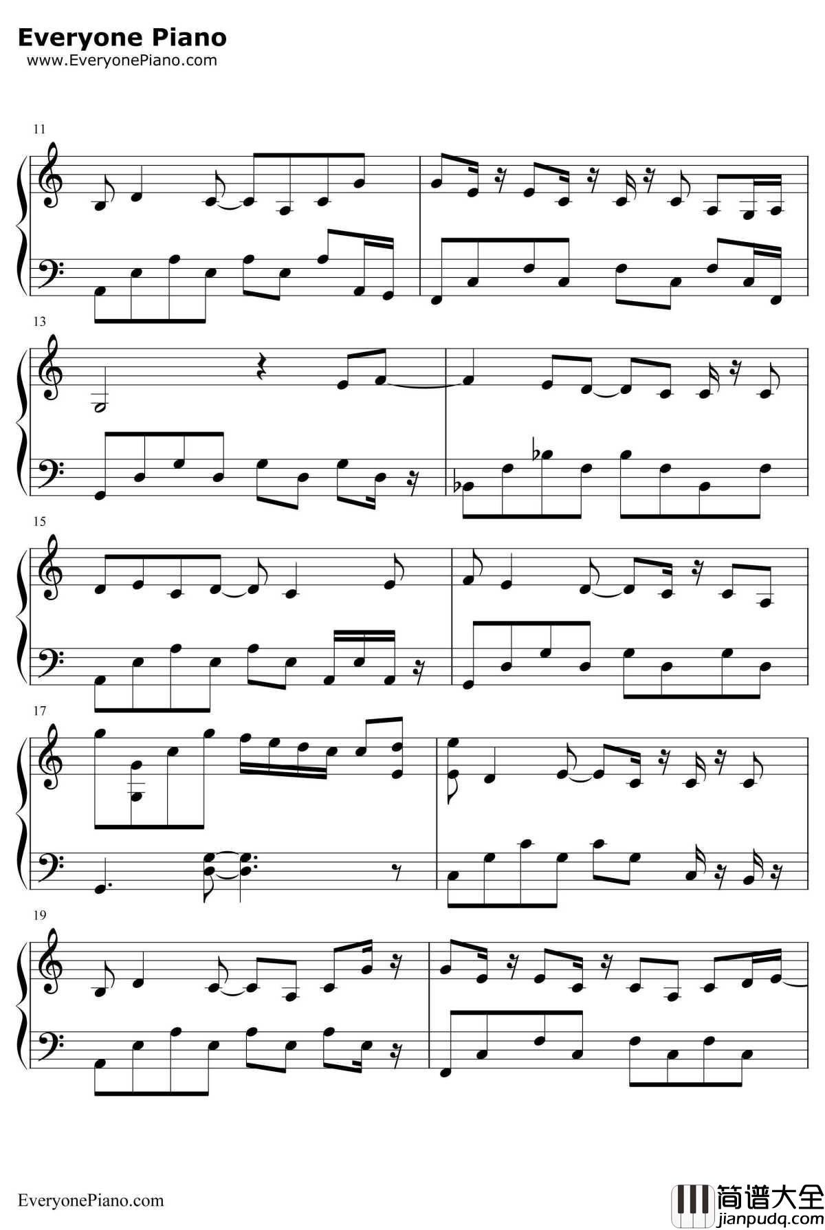 热带雨林钢琴谱_S.H.E