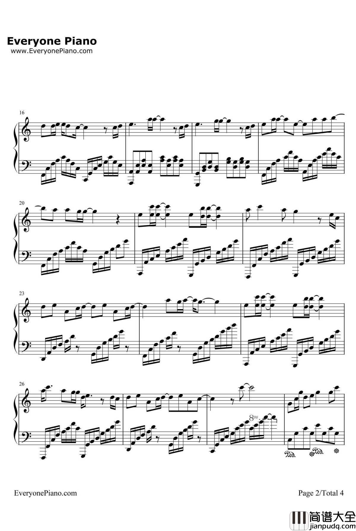 夙念钢琴谱_郁可唯_大唐荣耀插曲