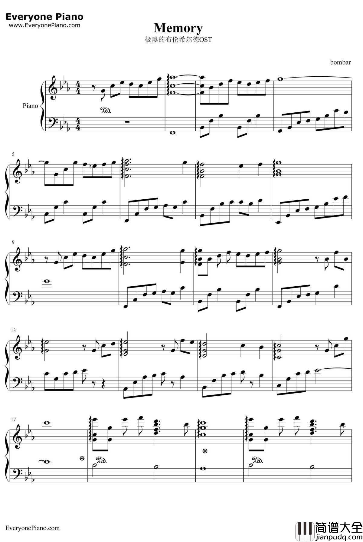 Memory钢琴谱_Arms_极黑的布伦希尔德OST2