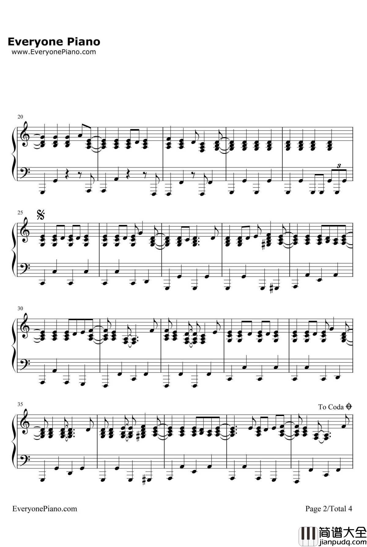 The_Show钢琴谱_Lenka