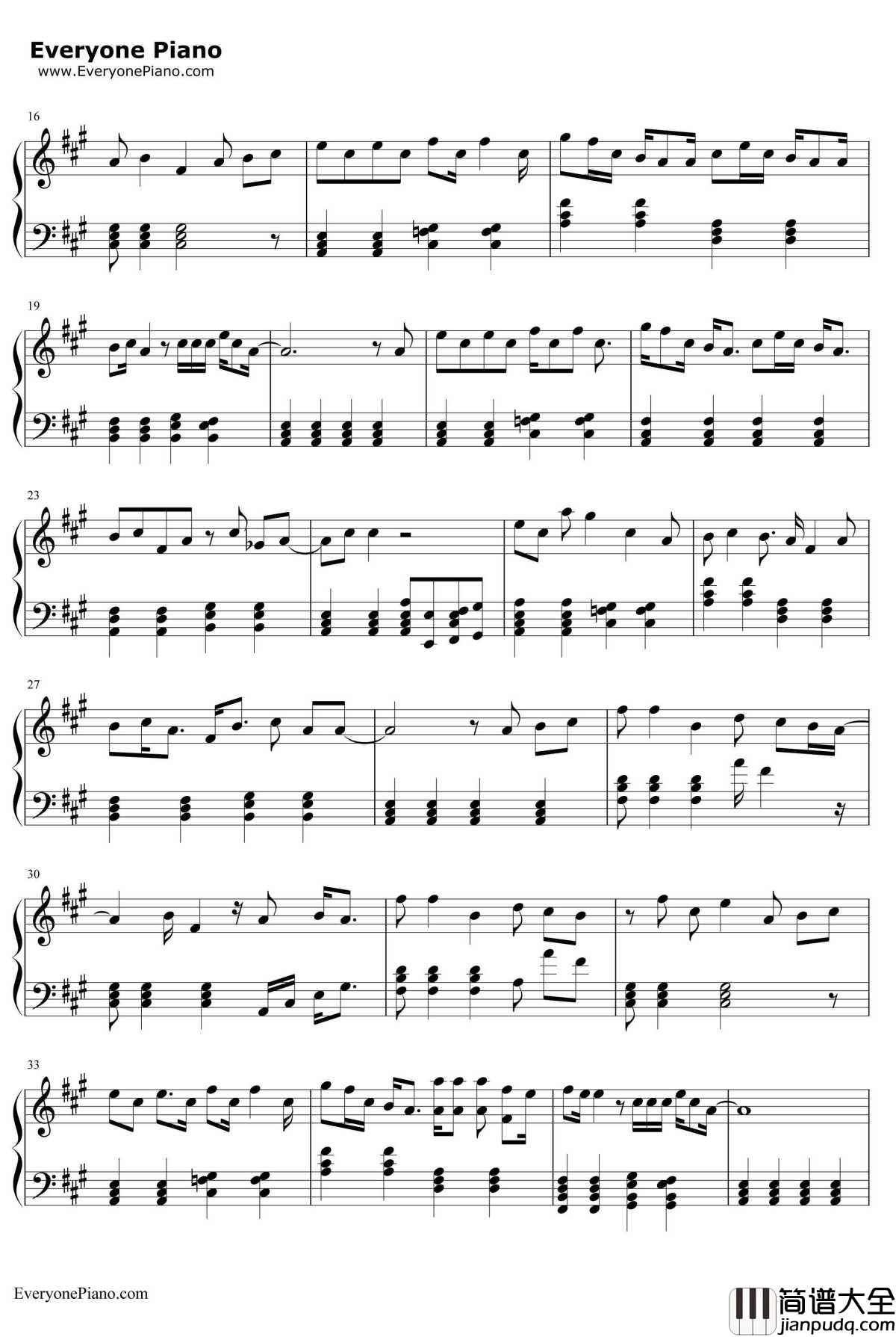 Just_AnotherDay钢琴谱_LadyGaga