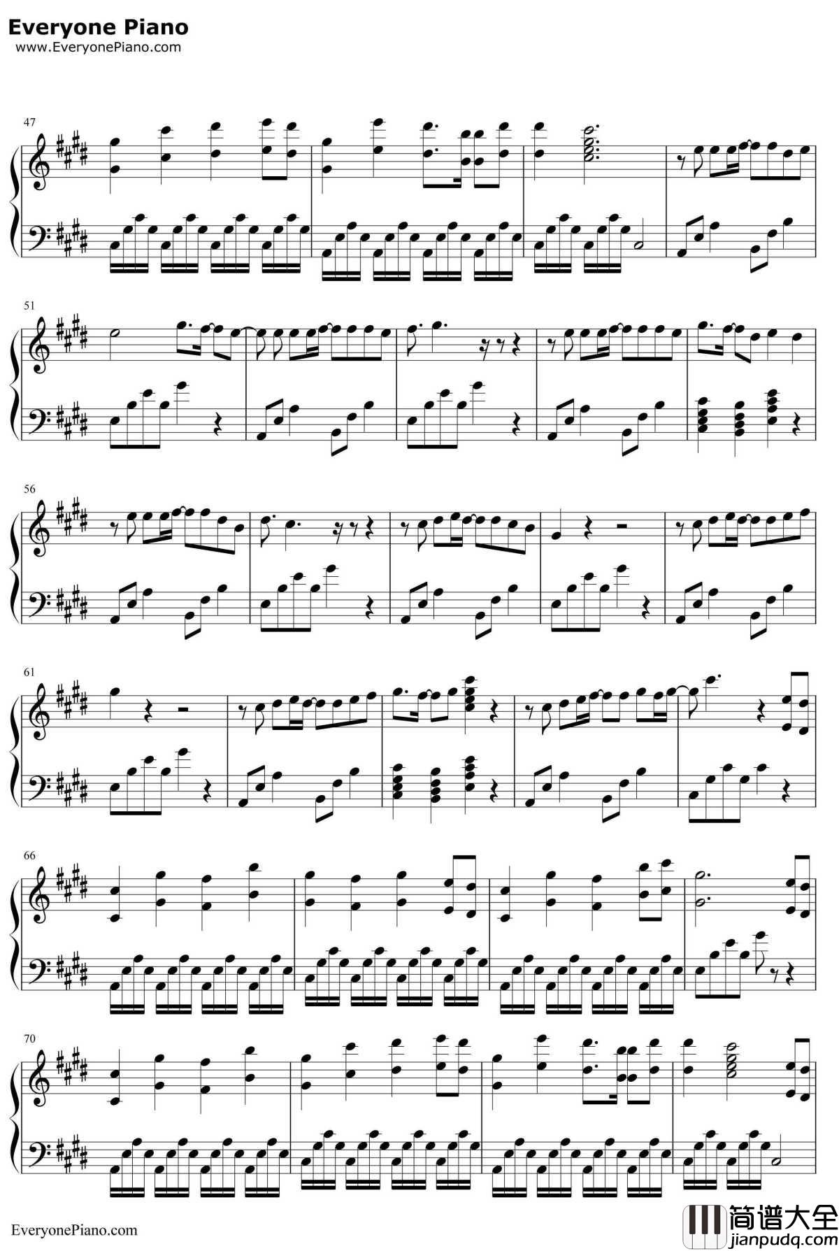 云巅长歌钢琴谱_白永羲祝羽弦_奇迹暖暖同人歌