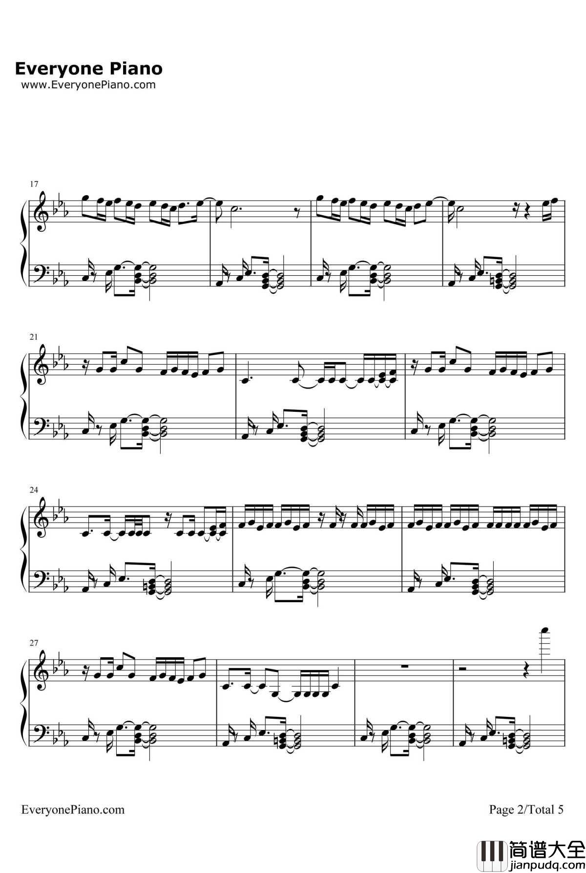 Down钢琴谱_MarianHill