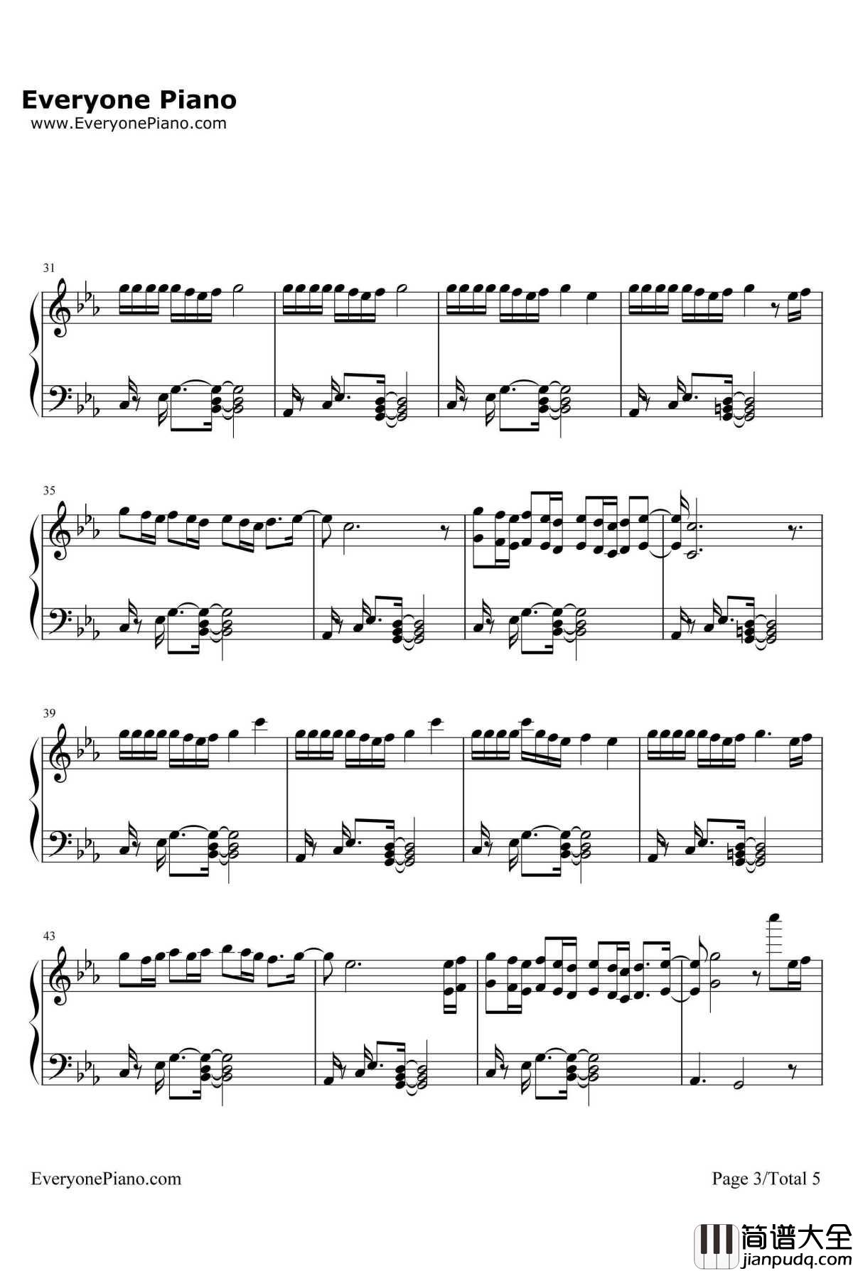 Down钢琴谱_MarianHill