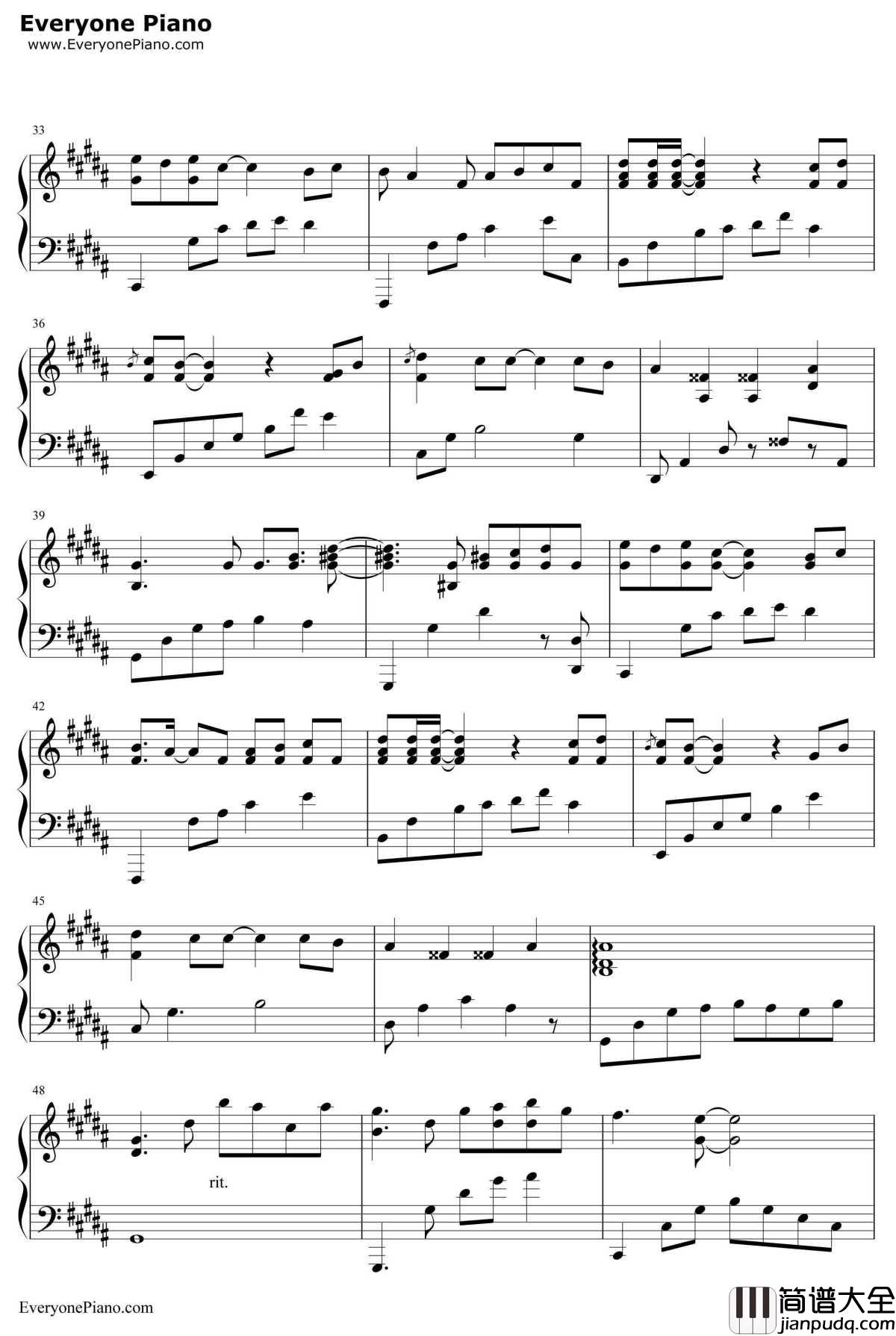 车站钢琴谱_李健_我是歌手