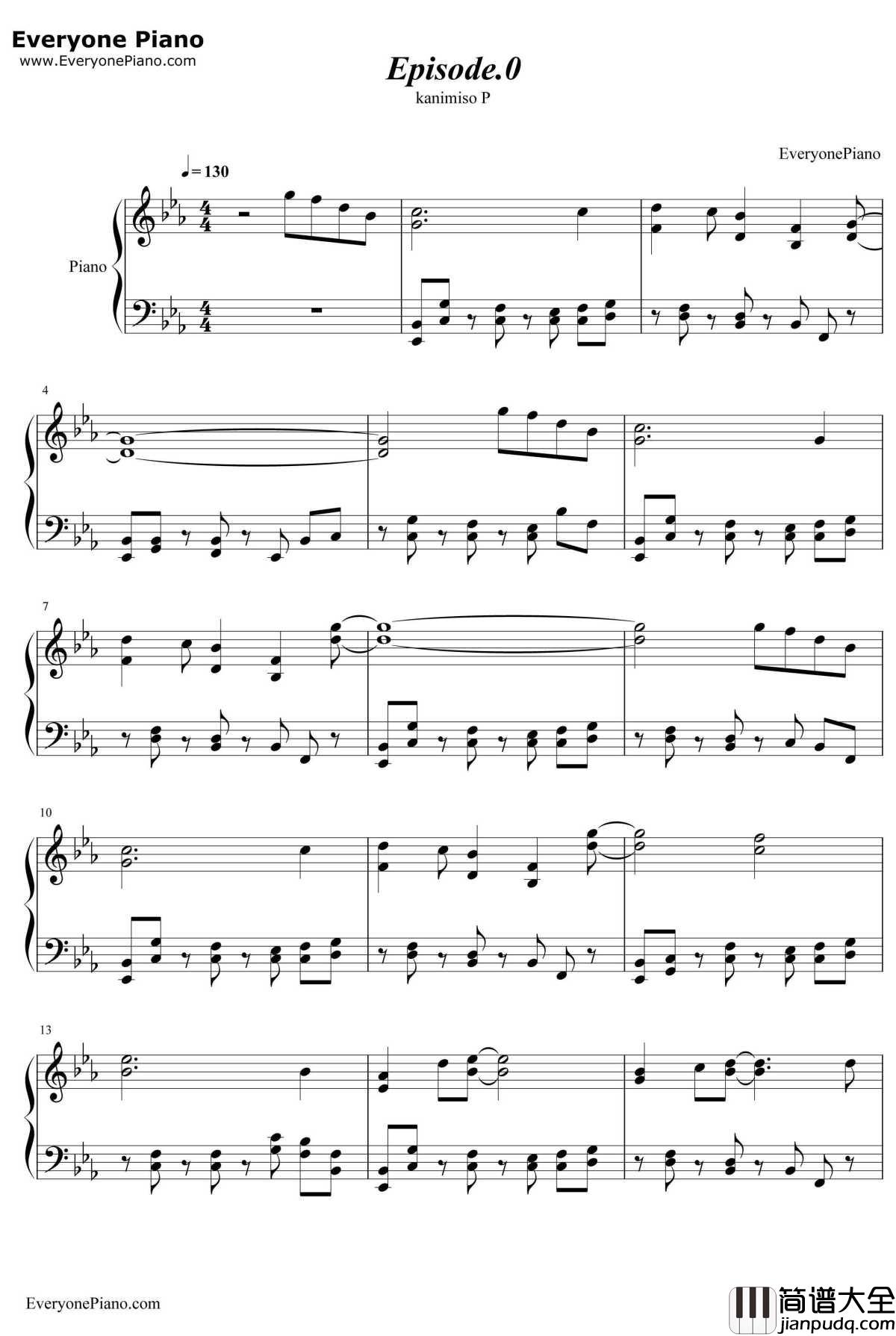 Episode.0钢琴谱_mathru_kanimisoP