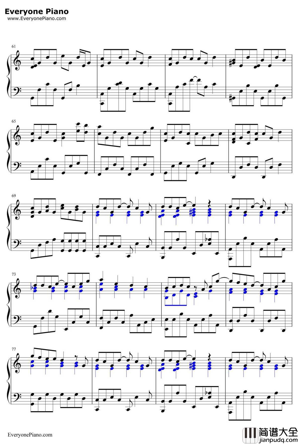 手写的从前钢琴谱_周杰伦