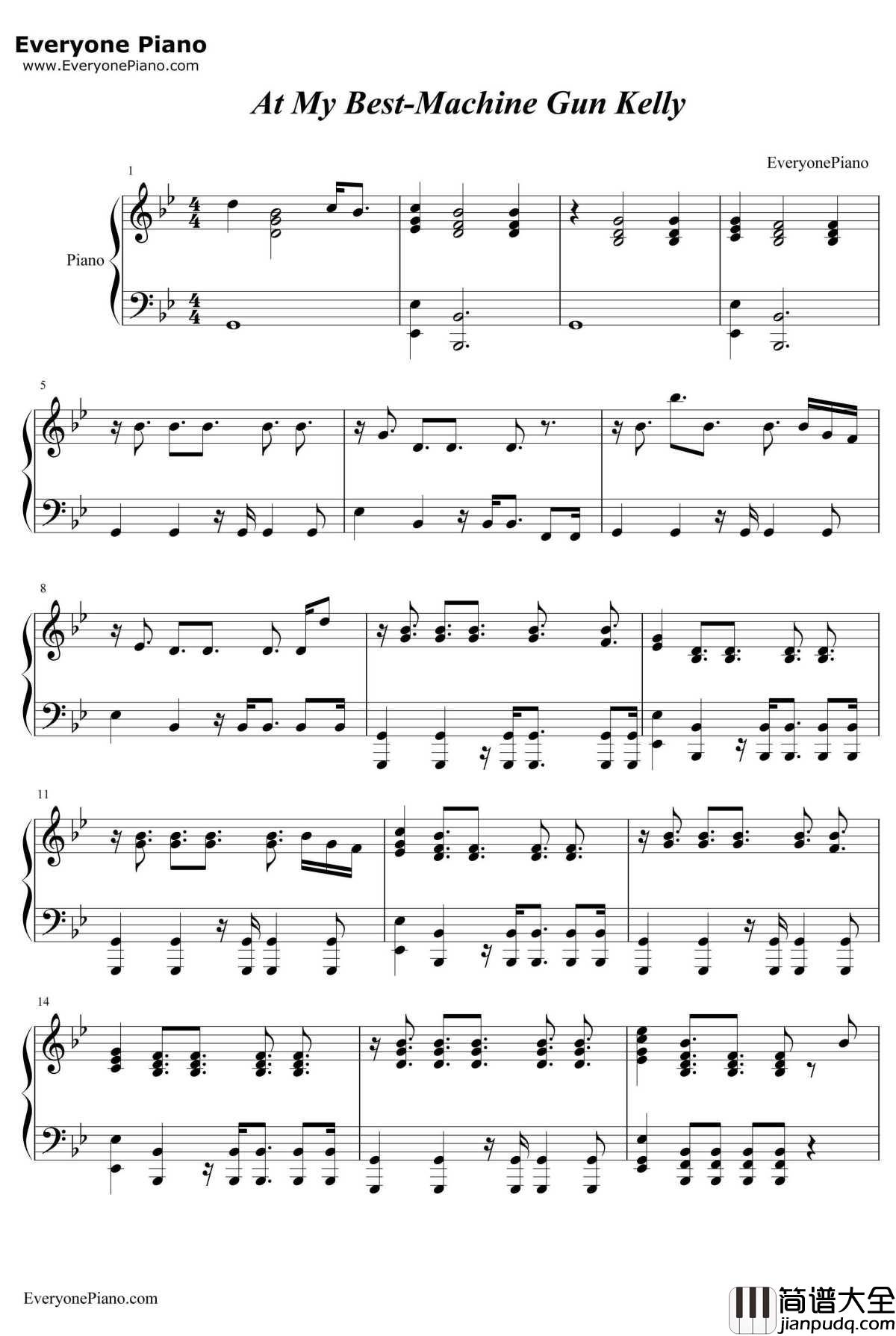 At_My_Best钢琴谱_MachineGunKelly