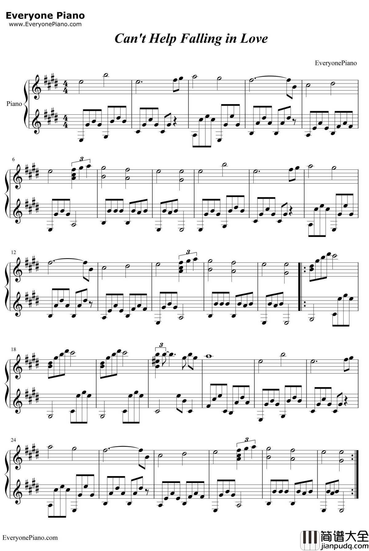 Can't_Help_Fallingin_Love钢琴谱_ElvisPresley_BlueHawaiiOST